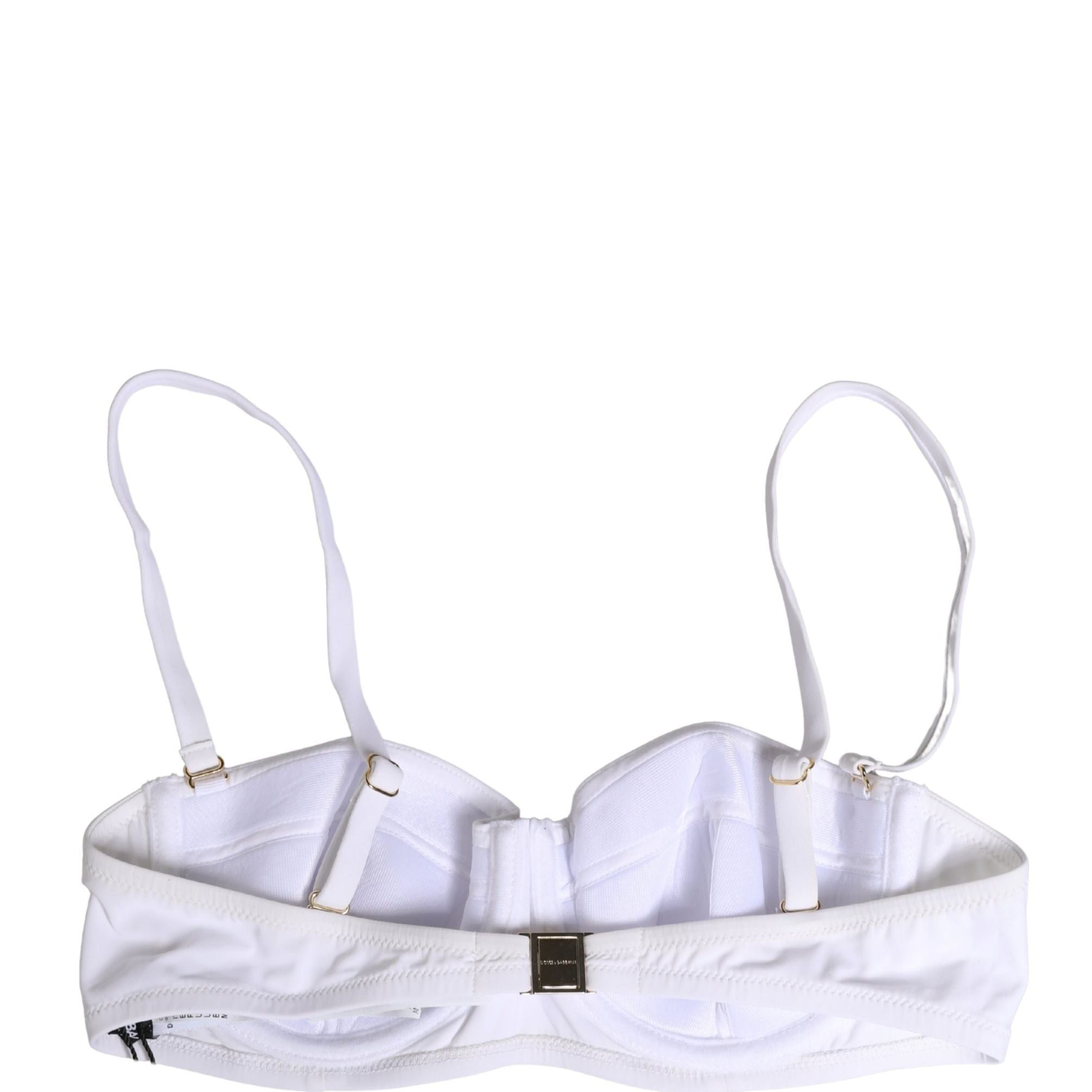 Dolce & Gabbana White Nylon Bikini Logo Plaque 2 Piece Swimwear
