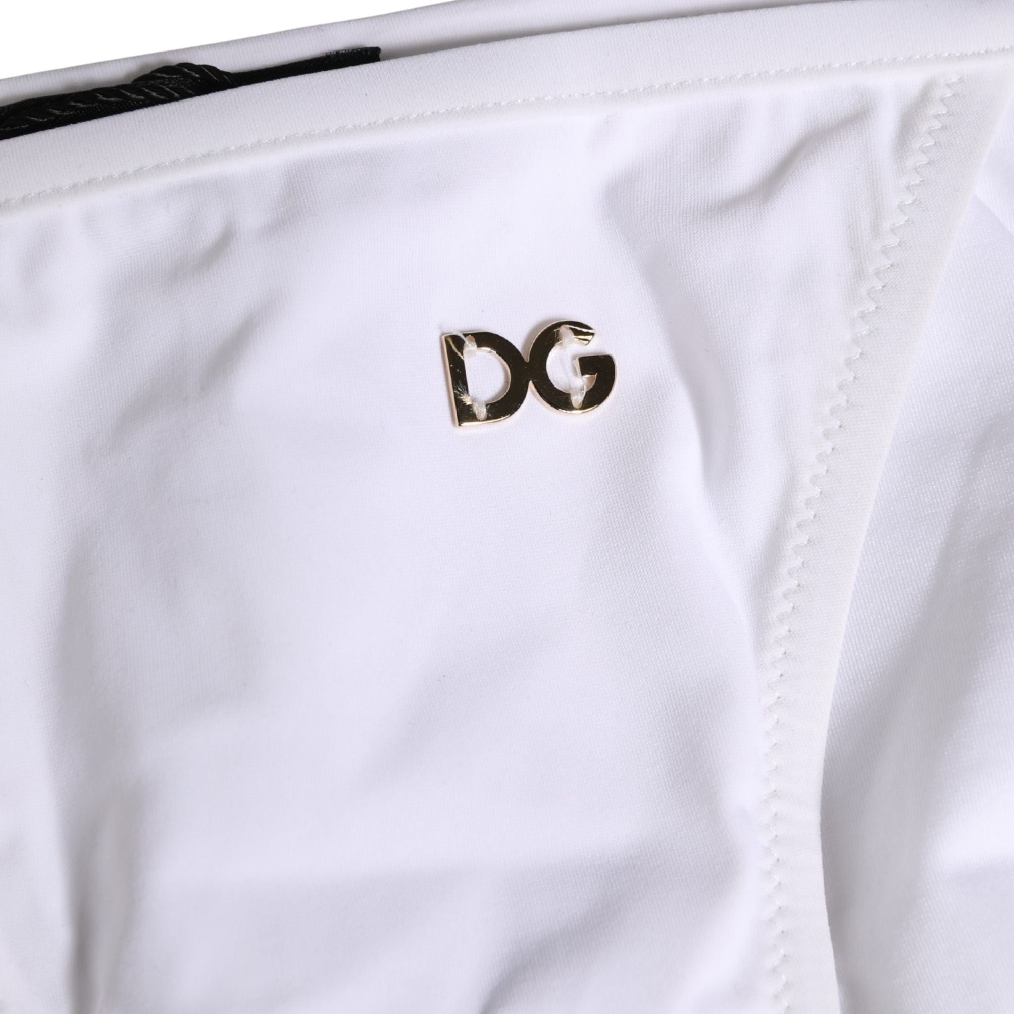 Dolce & Gabbana White Nylon Bikini Logo Plaque 2 Piece Swimwear