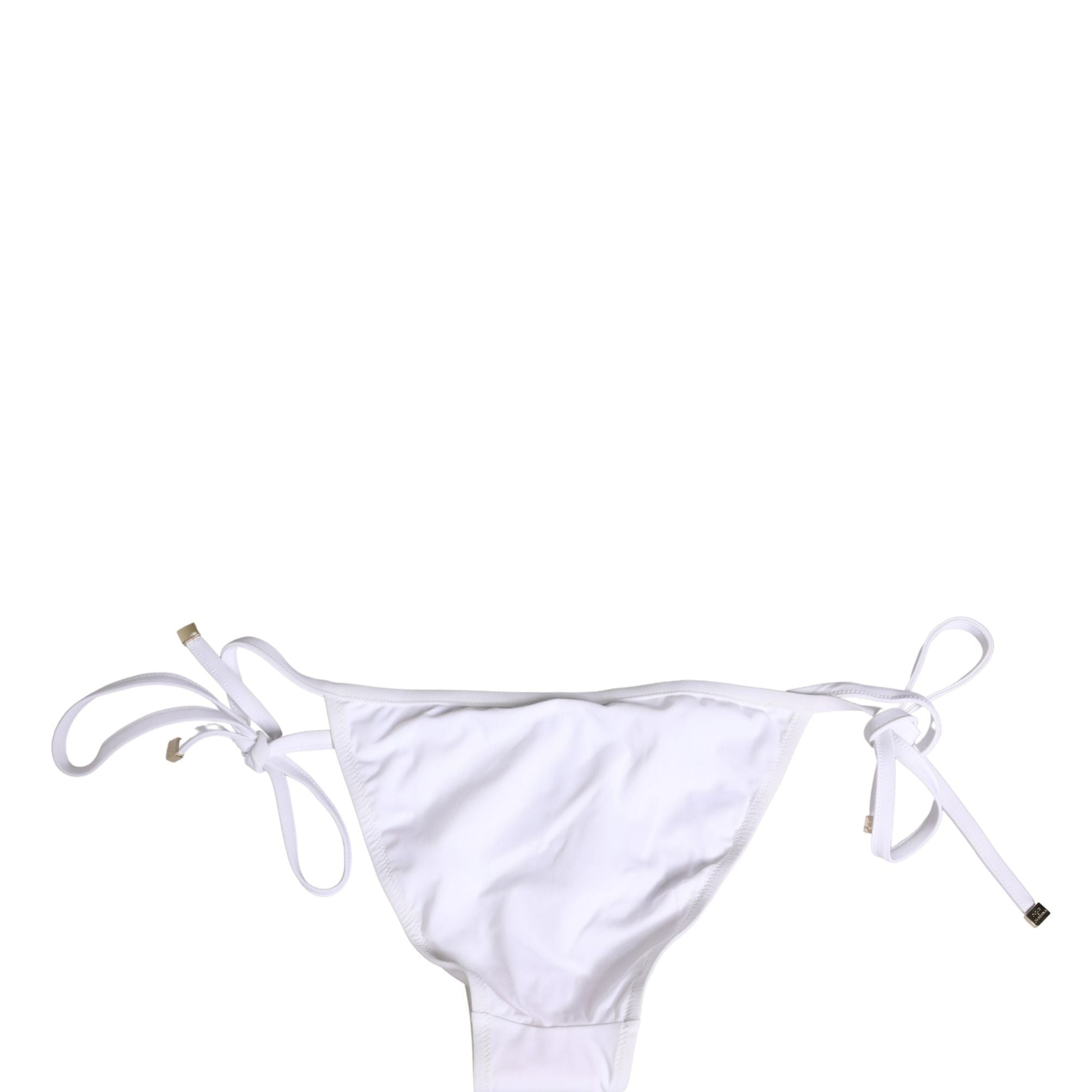 Dolce & Gabbana White Nylon Bikini Logo Plaque 2 Piece Swimwear