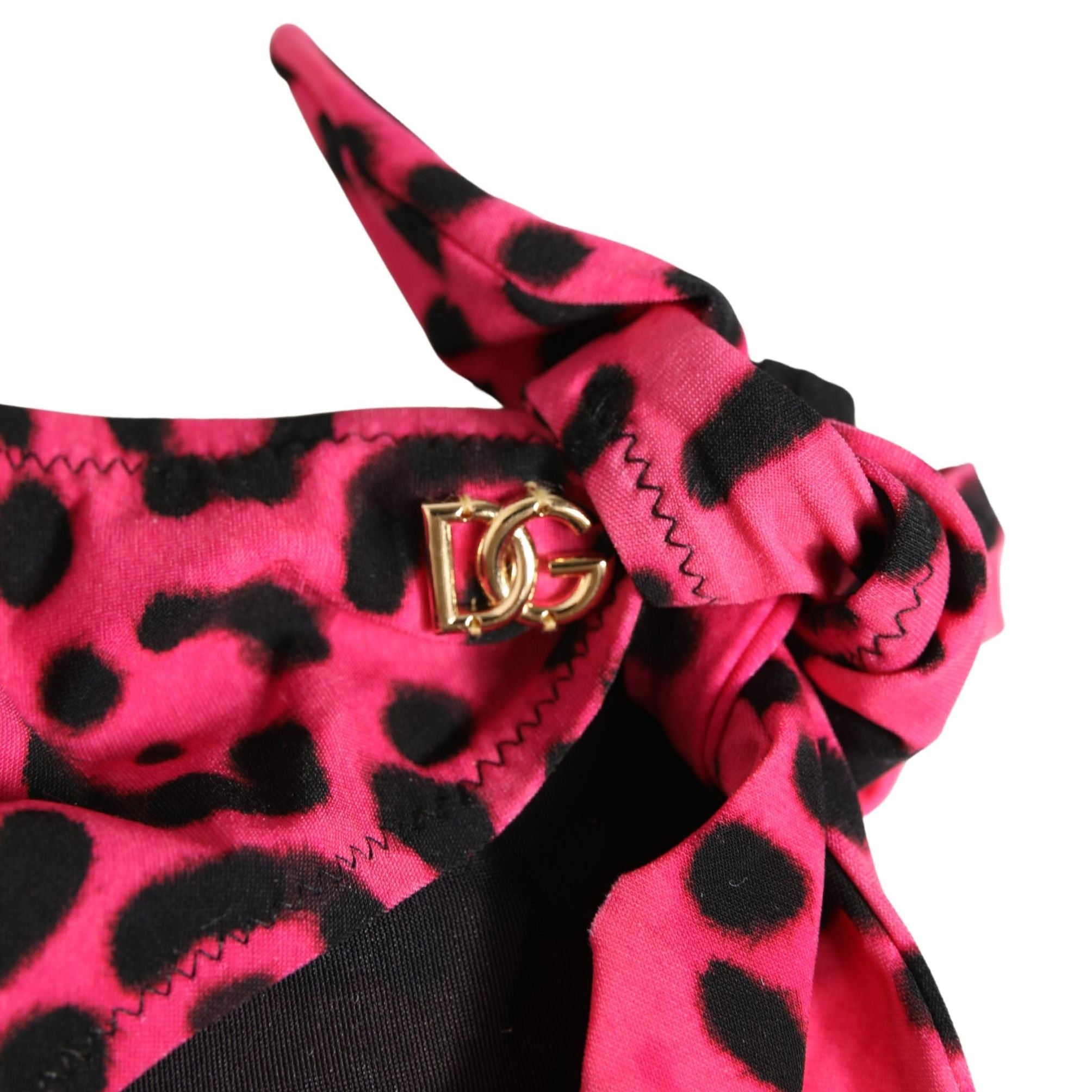 Dolce & Gabbana Pink Leopard Print Bikini Bottom Beachwear Swimwear