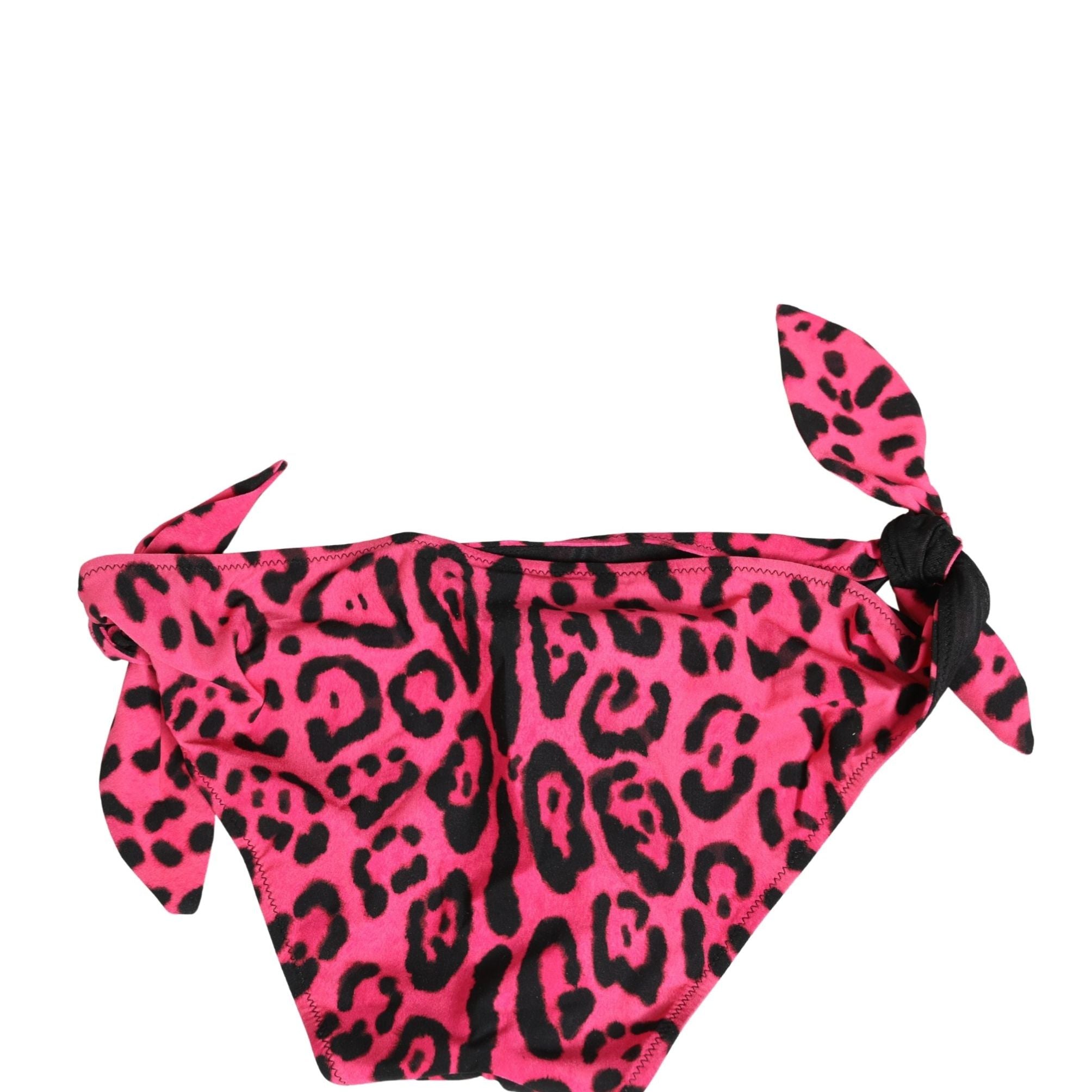 Dolce & Gabbana Pink Leopard Print Bikini Bottom Beachwear Swimwear