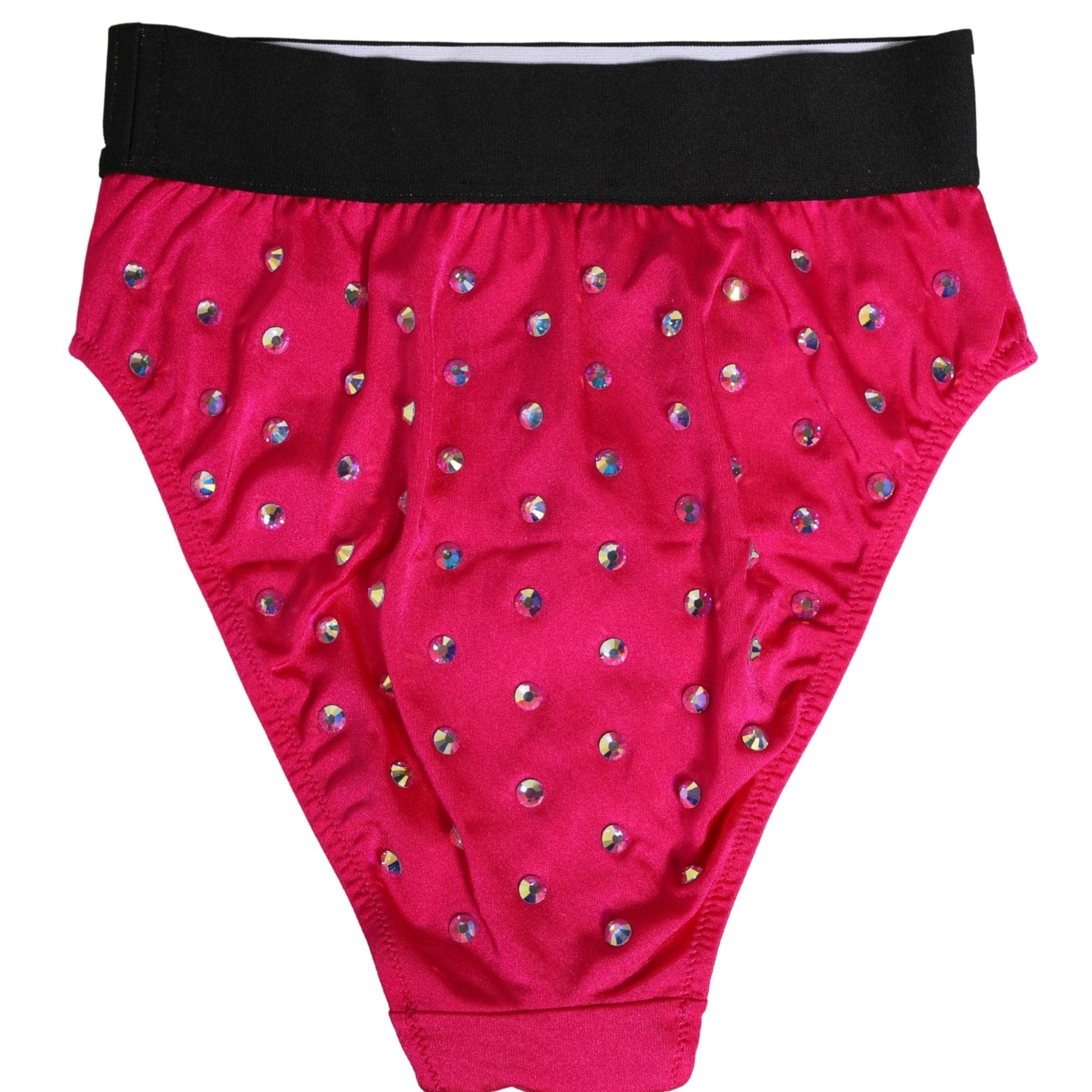 Dolce & Gabbana Pink Crystal High Waist Brief Panty Underwear