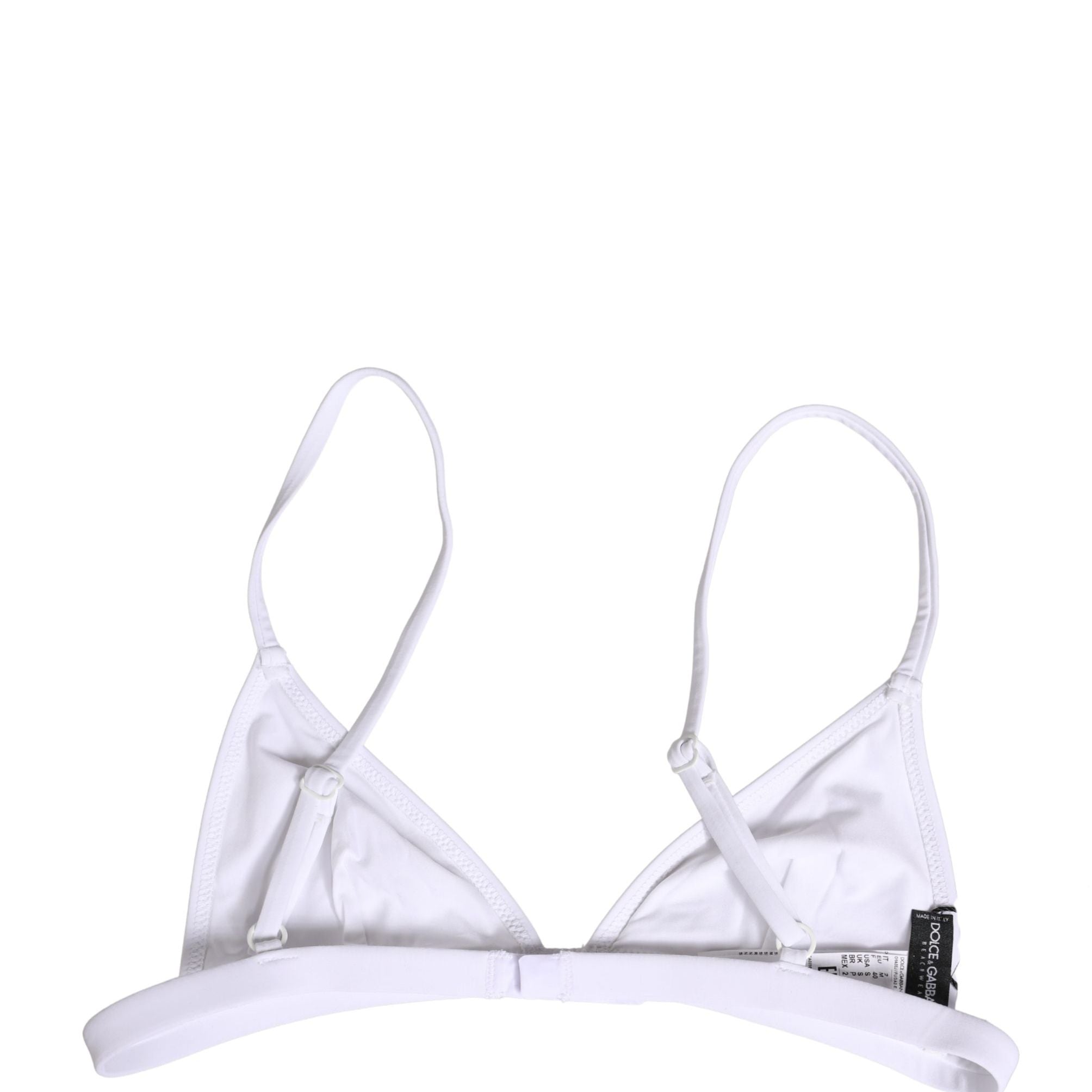 Dolce & Gabbana White Nylon Triangle Beachwear Bikini Top Swimwear