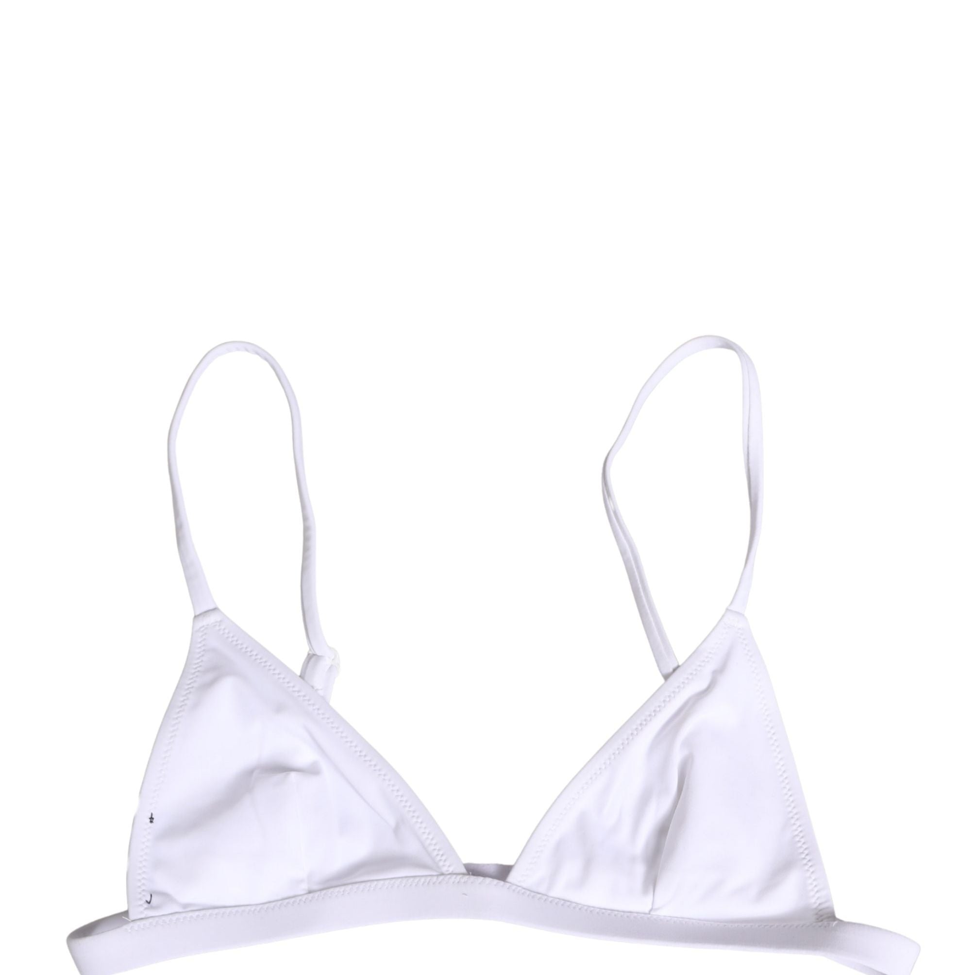 Dolce & Gabbana White Nylon Triangle Beachwear Bikini Top Swimwear