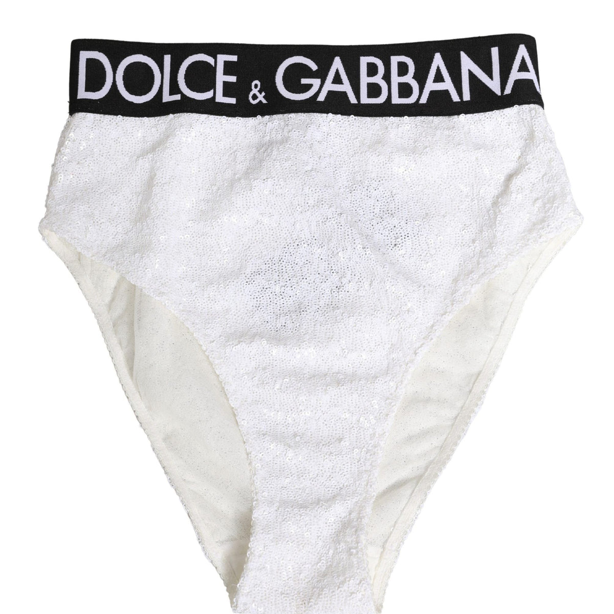 Dolce & Gabbana White Black Sequin High Waist Panty Underwear