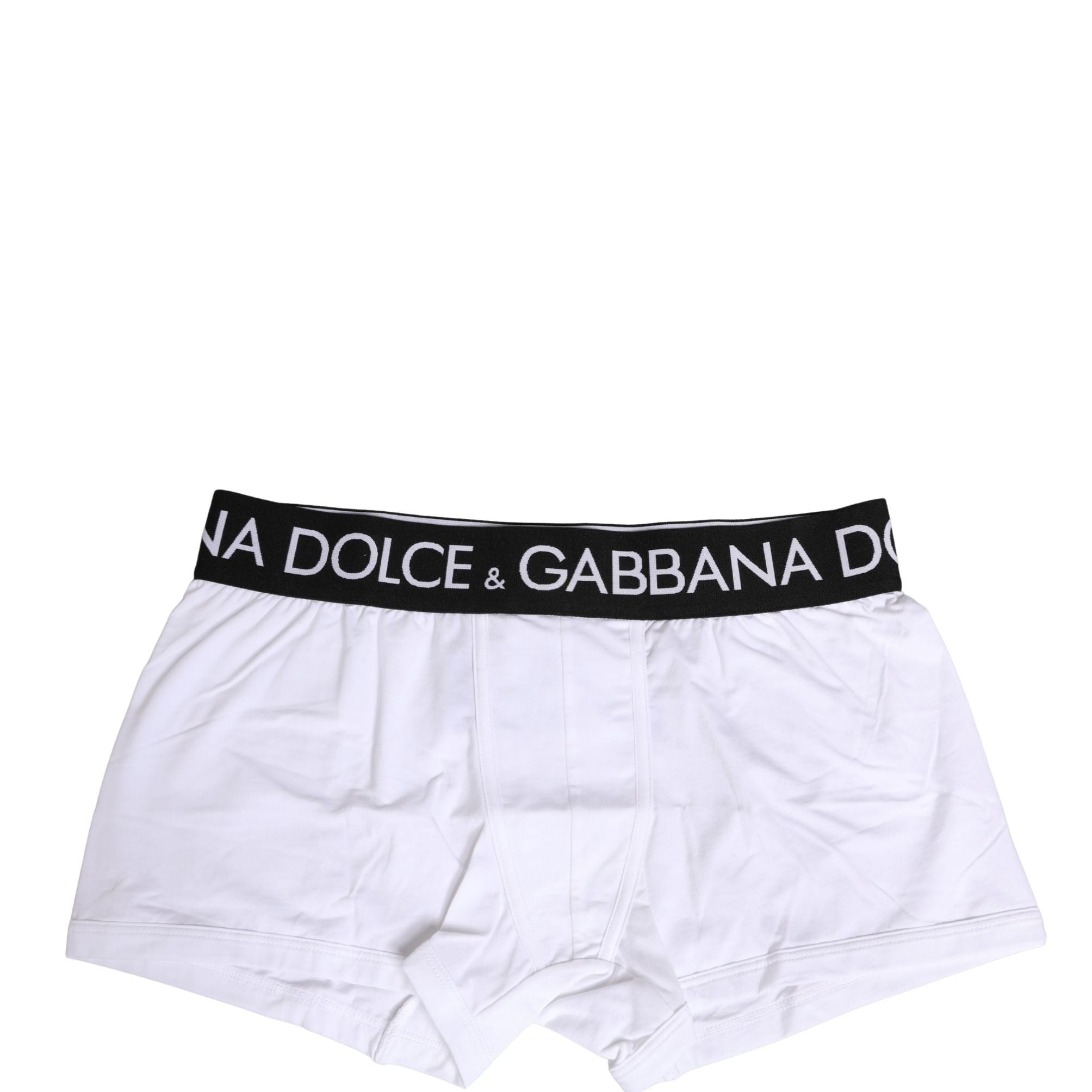 Dolce & Gabbana White Cotton Logo Waistband Boxer Shorts Underwear