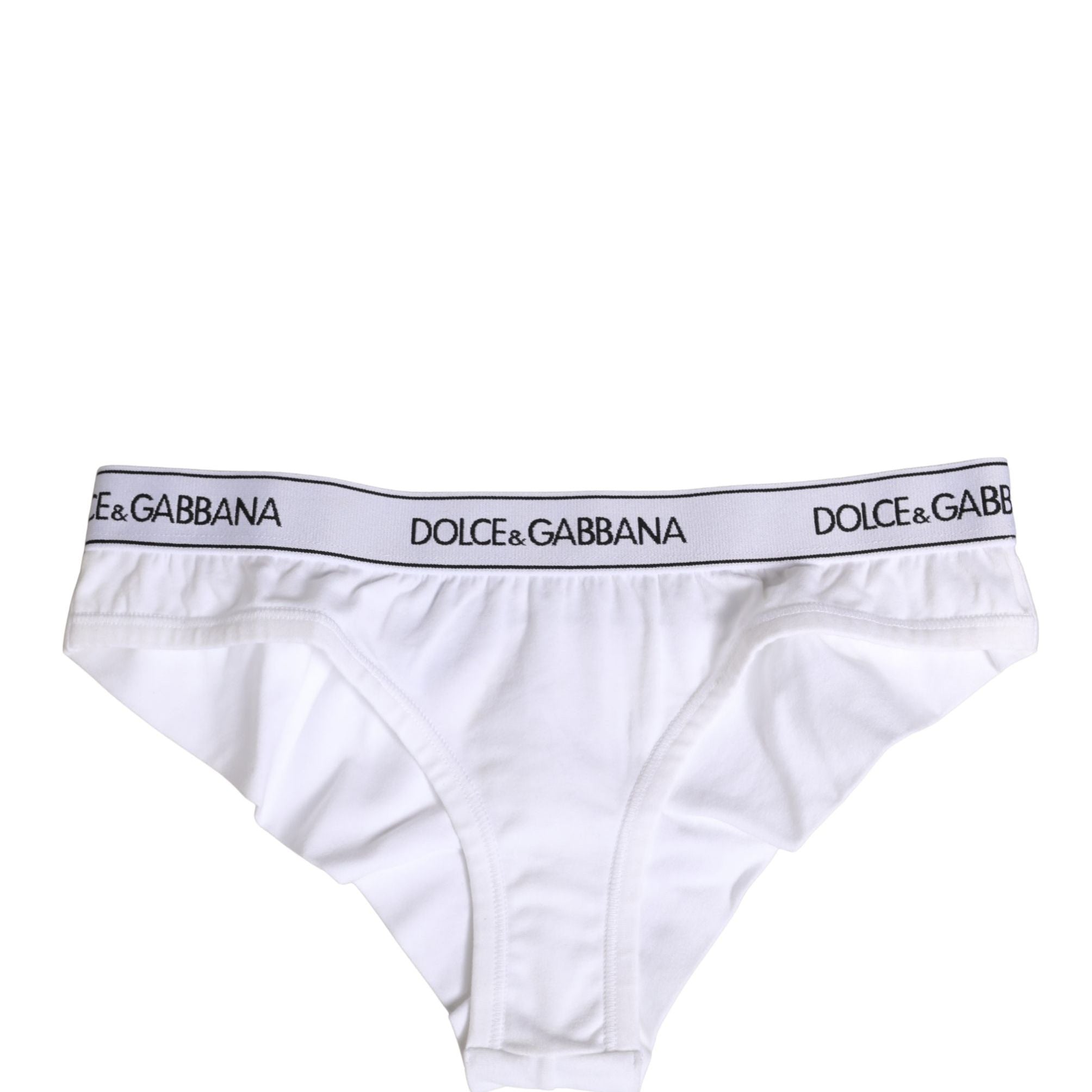 Dolce & Gabbana White Cotton Logo Waistband Brief Panty Underwear