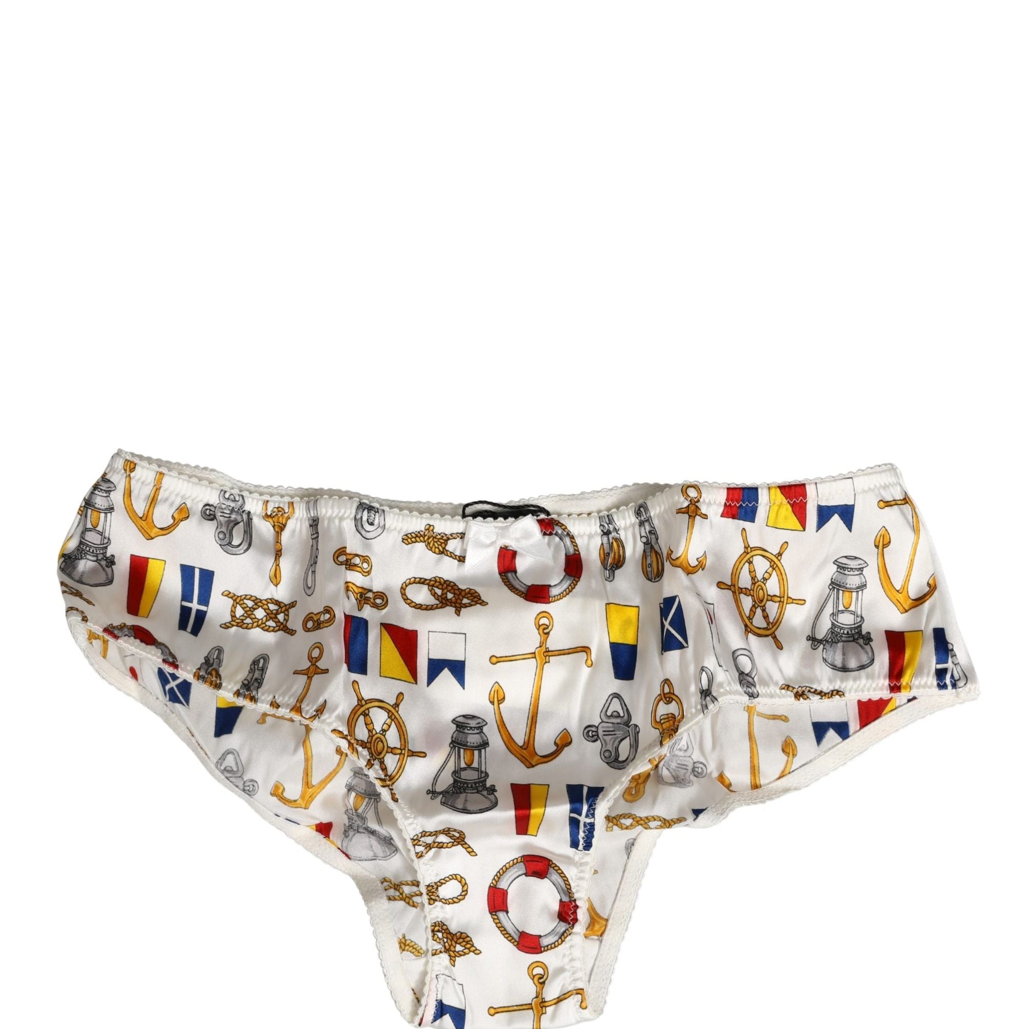 Dolce & Gabbana White Sailor Print Polyester Bottoms Underwear
