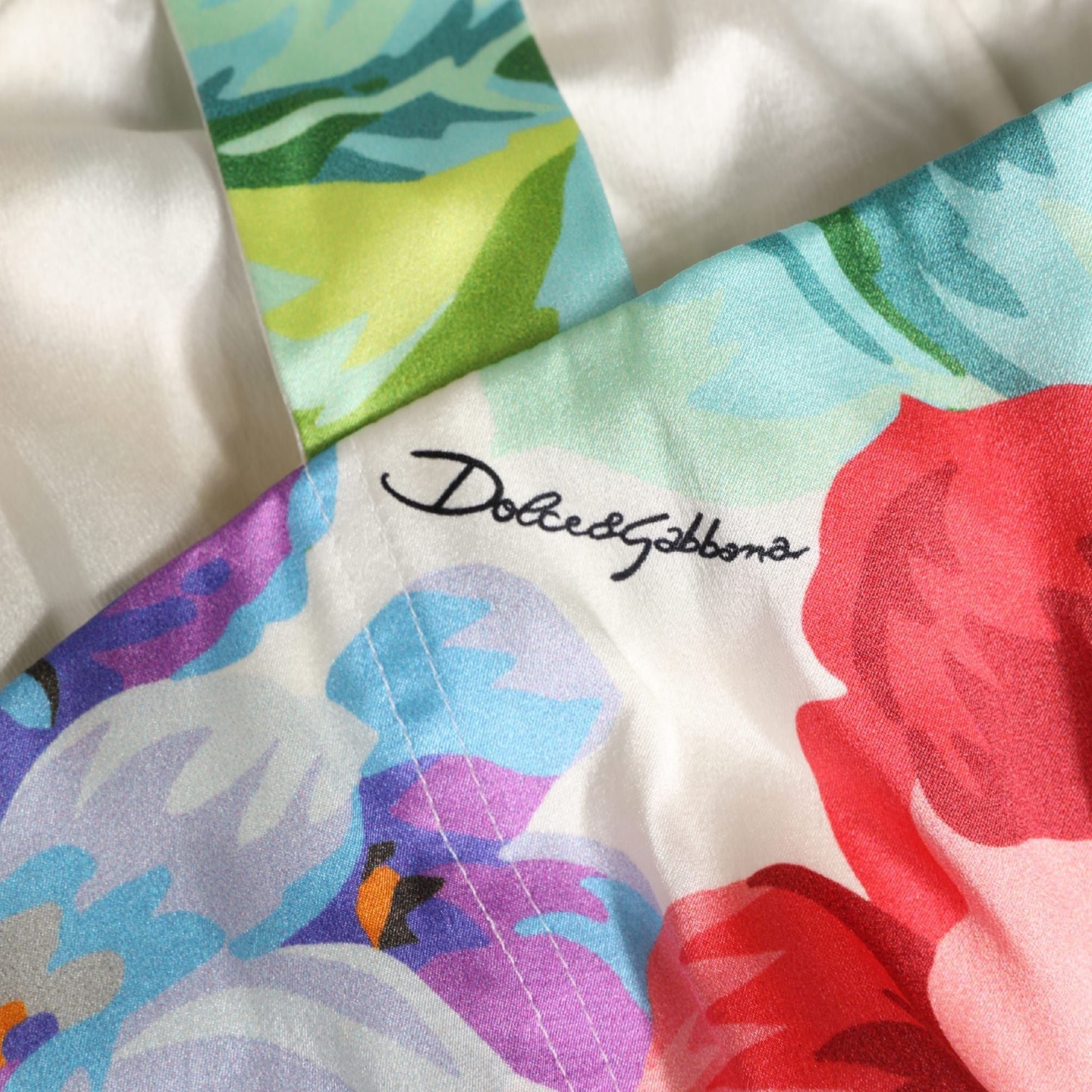 Dolce & Gabbana Multicolor Floral Print Silk Cropped Bustier Top