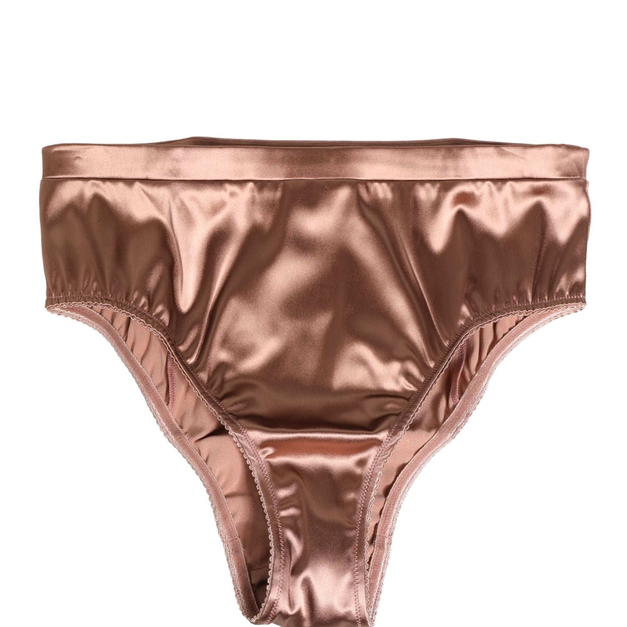 Dolce & Gabbana Brown Silk Satin Lingerie Panty Brief Underwear