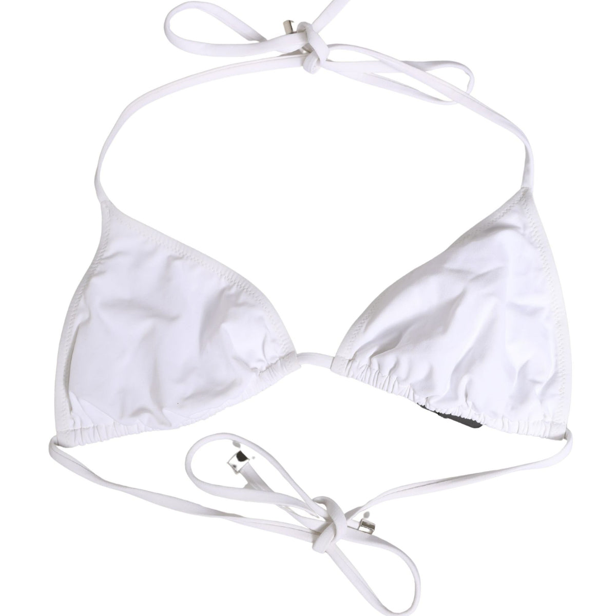 Dolce & Gabbana White Nylon Triangle Beachwear Bikini Top Swimwear