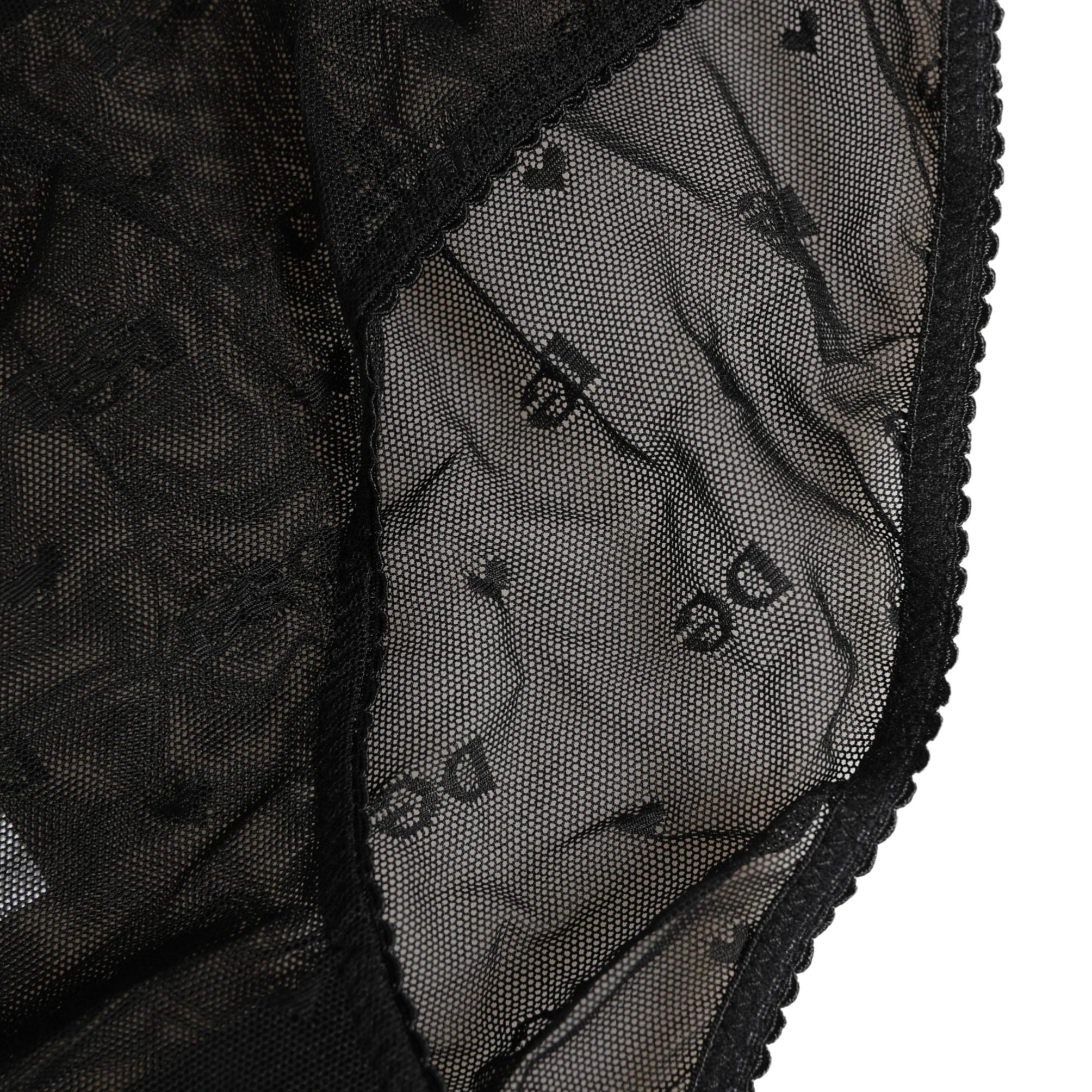 Dolce & Gabbana Black Sheer Mesh Lace Logo Brief Panty Underwear