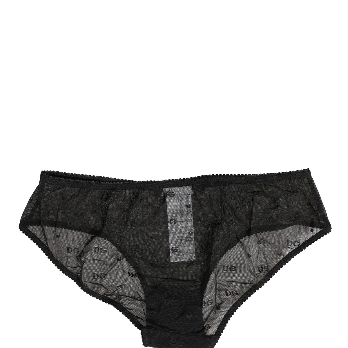 Dolce & Gabbana Black Sheer Mesh Lace Logo Brief Panty Underwear