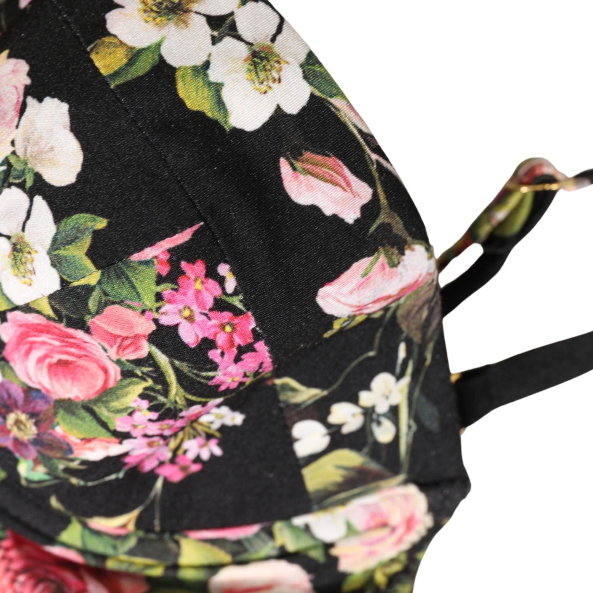 Dolce & Gabbana Black Floral Padded Balconnet Bra Underwear
