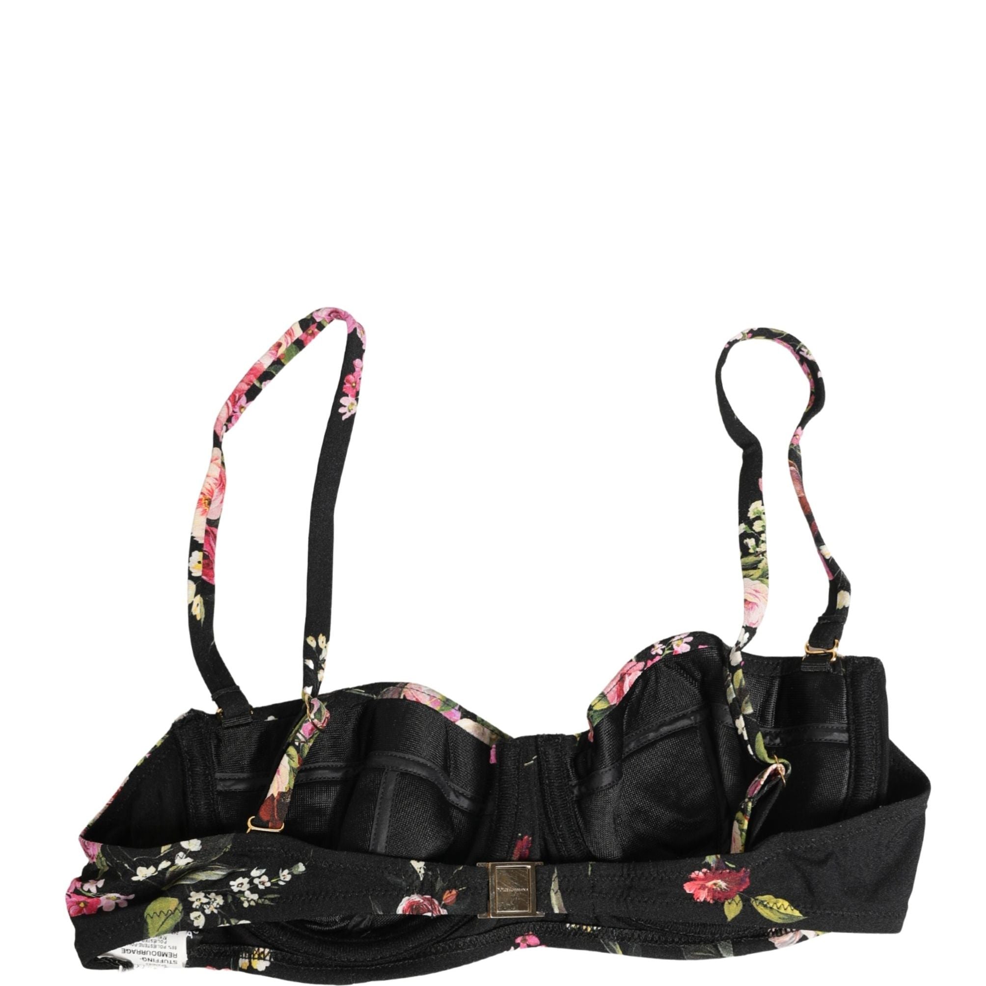 Dolce & Gabbana Black Floral Padded Balconnet Bra Underwear