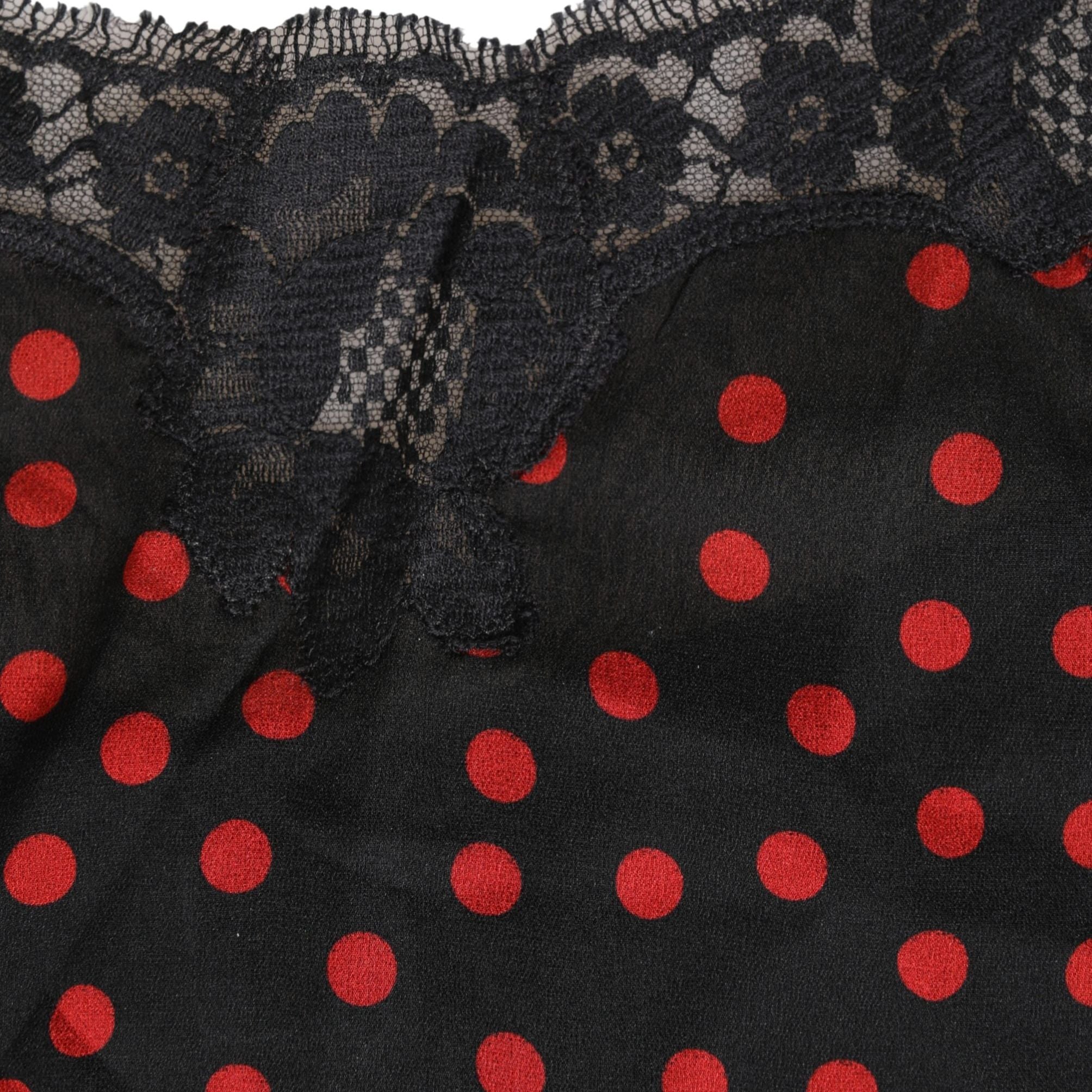 Dolce & Gabbana Black Polka dot Silk Tank Camisole Top Sleepwear