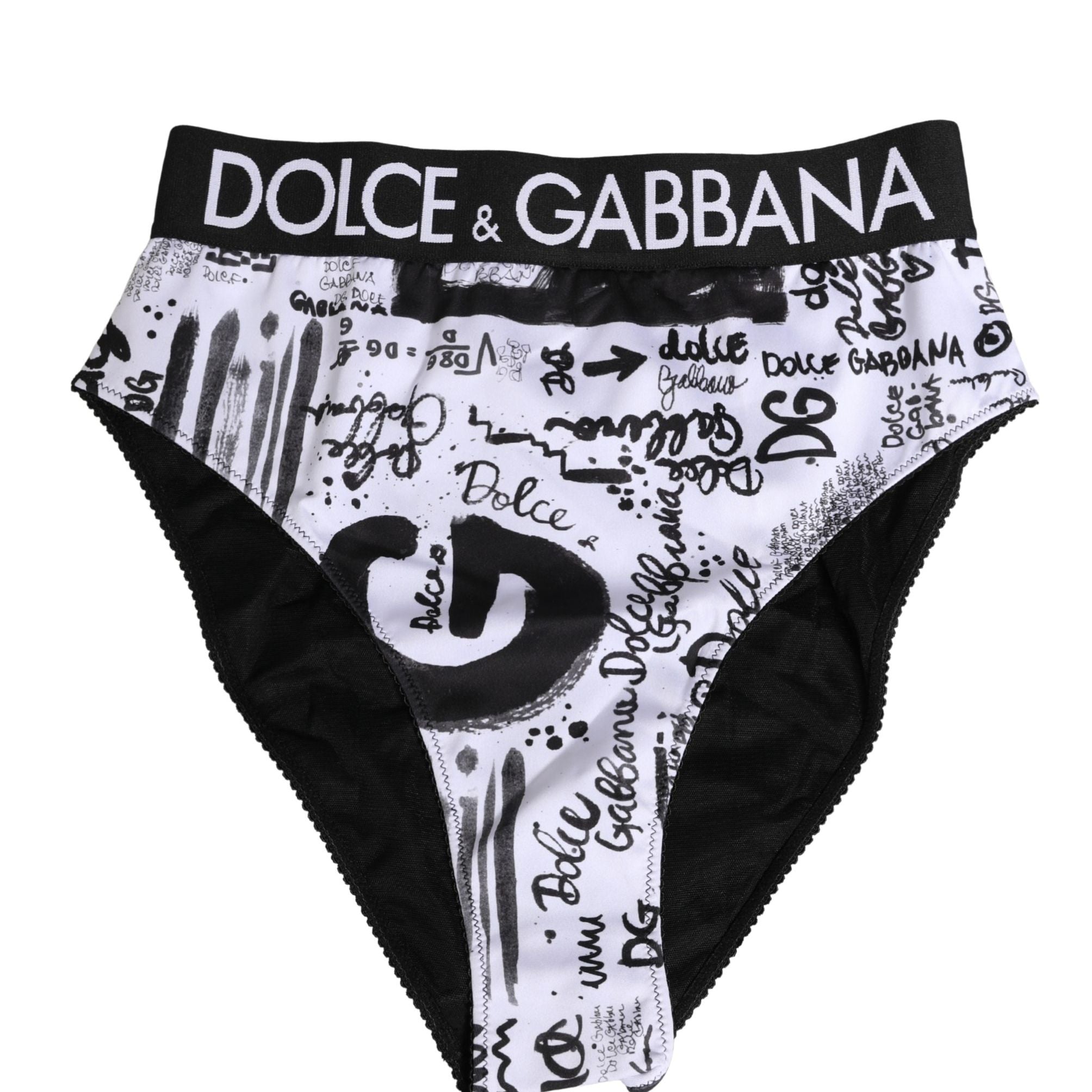 Dolce & Gabbana Black White Graphic Logo High Brief Underwear