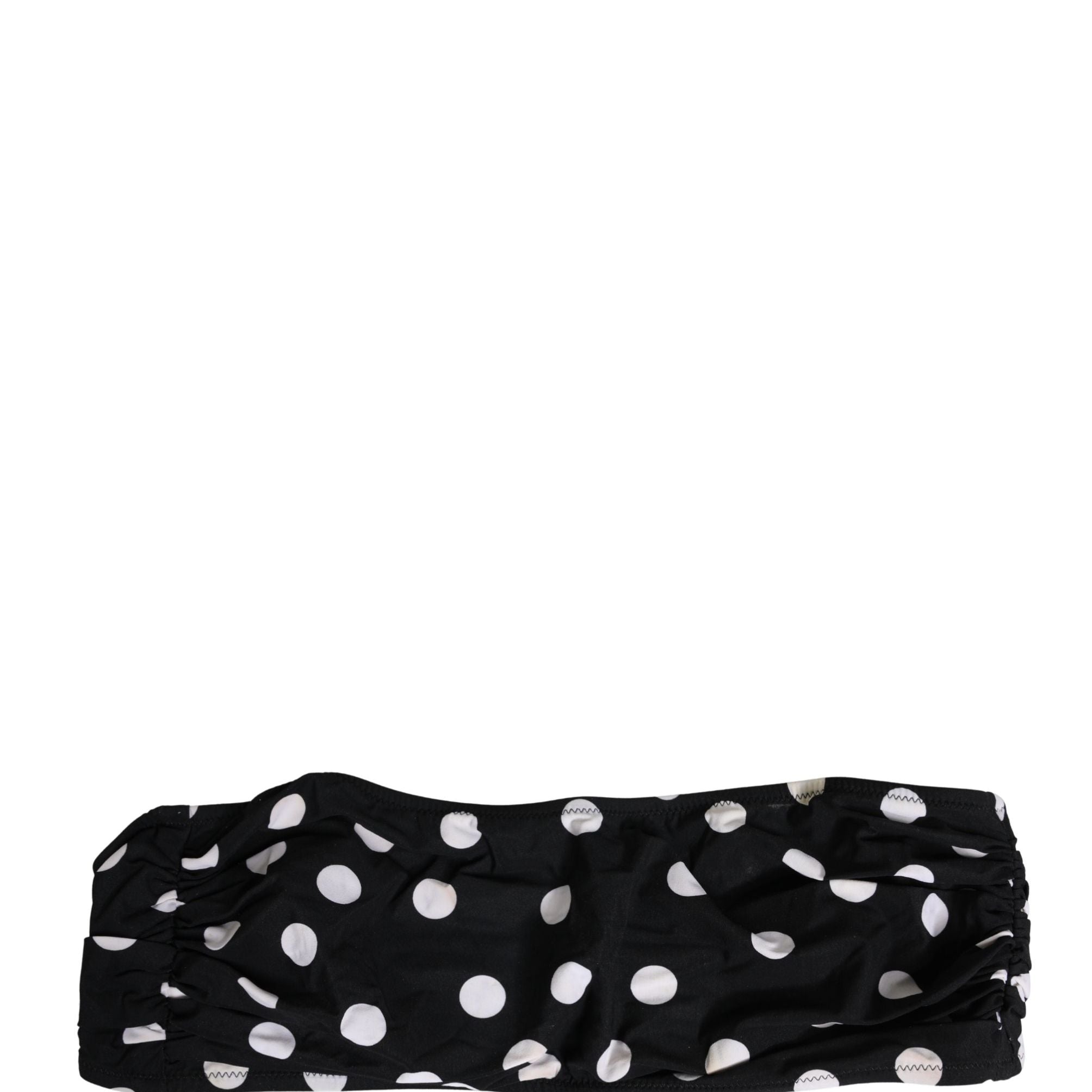 Dolce & Gabbana Black White Polka Dot Bandeau Beachwear Swimwear