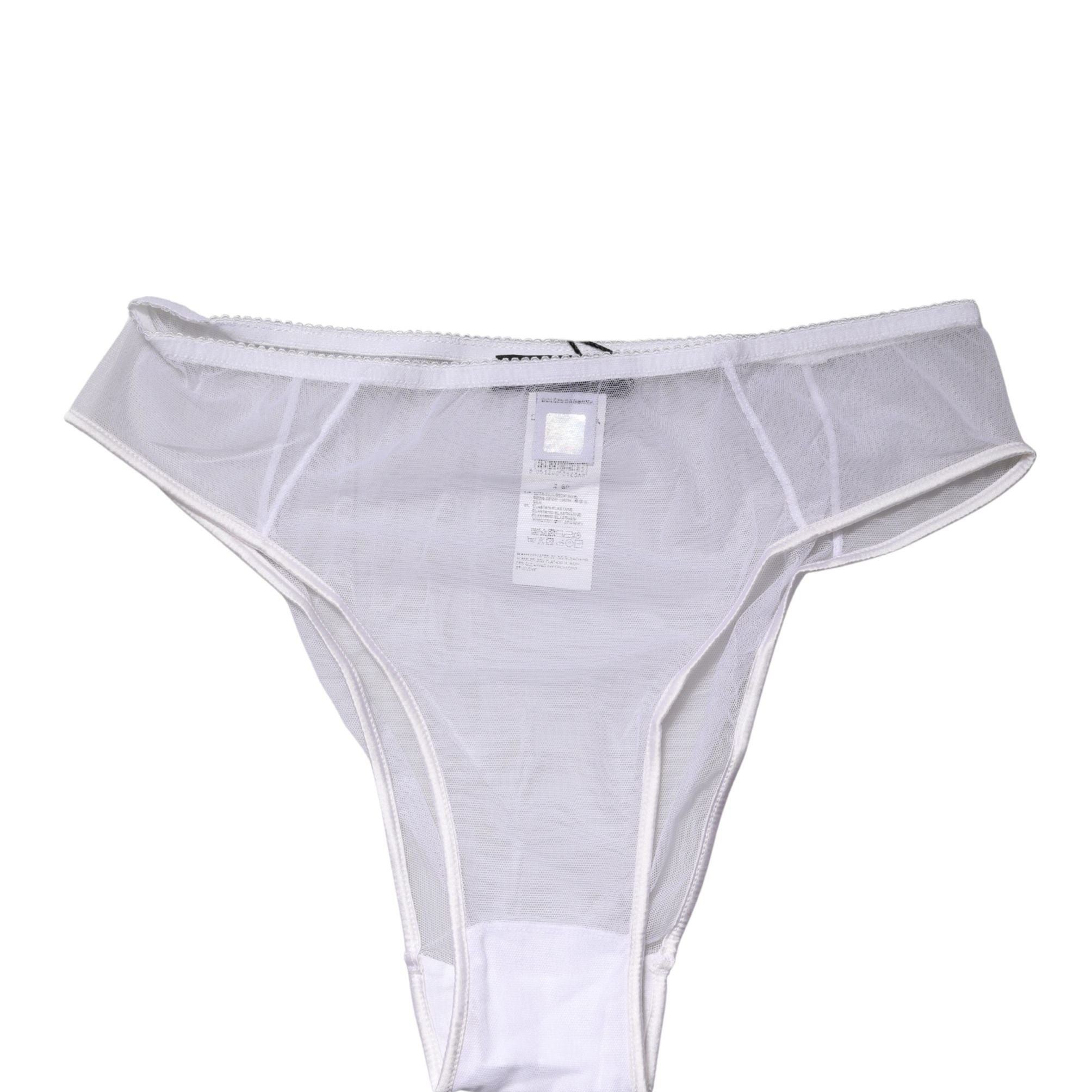 Dolce & Gabbana White Sheer Silk Stretch High Brief Underwear
