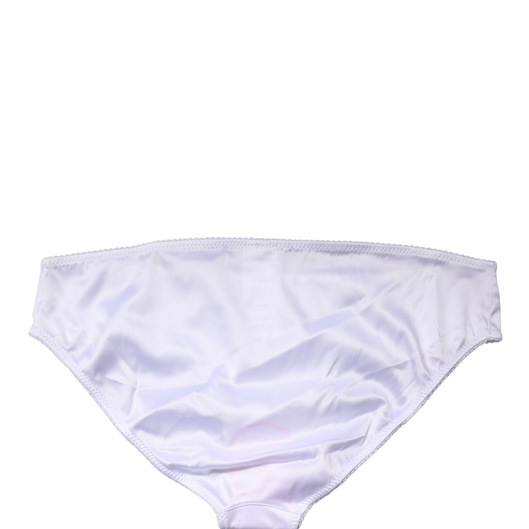 Dolce & Gabbana White Silk Stretch Mid Waist Brief Panty Underwear