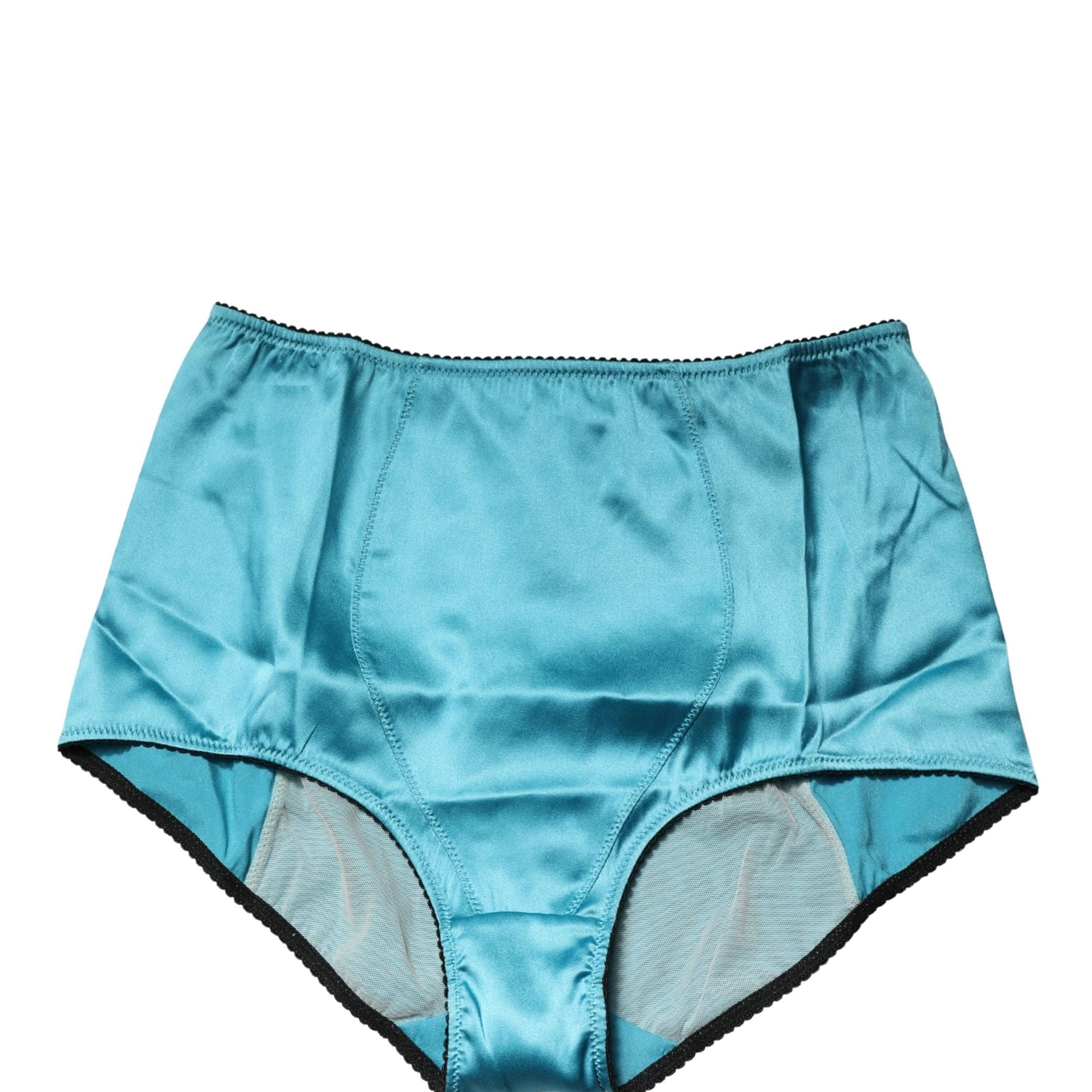 Dolce & Gabbana Blue Silk Blend High Waist Girdle Panty Underwear
