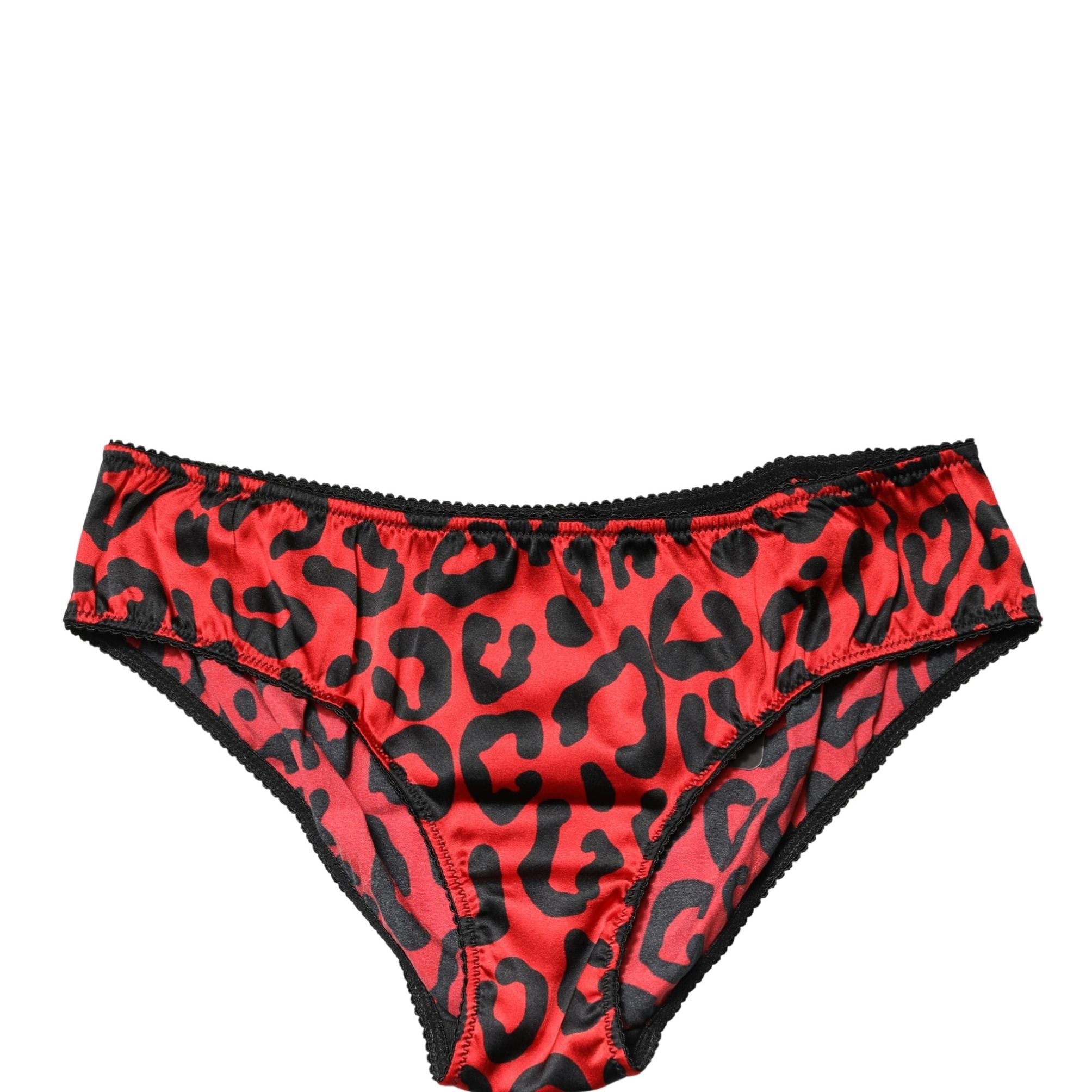 Dolce & Gabbana Black Red Leopard Mid Waist Brief Panty Underwear