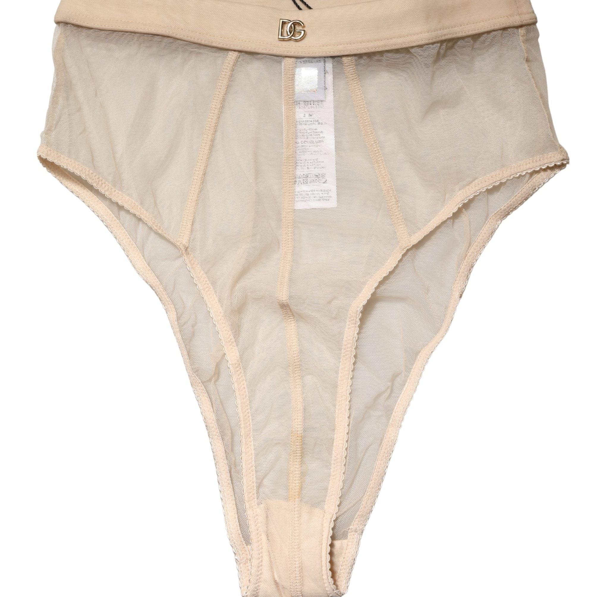 Dolce & Gabbana Beige Silk Blend High Waist Brief Panty Underwear