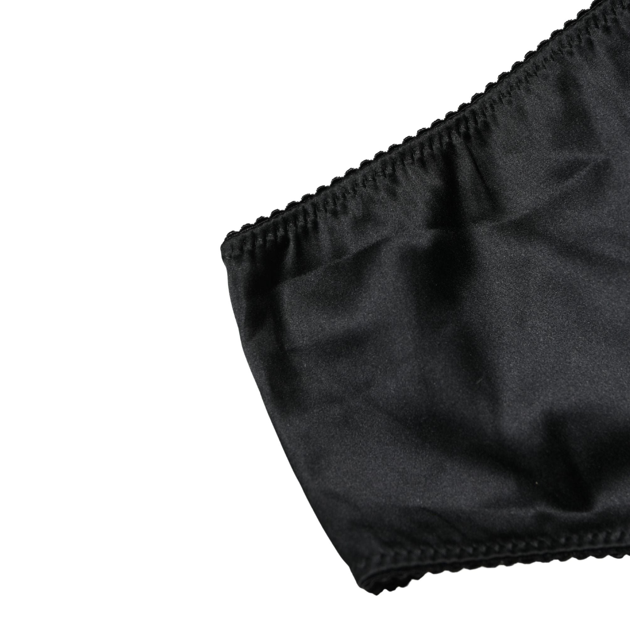Dolce & Gabbana Black Silk Stretch Mid Waist Brief Panty Underwear