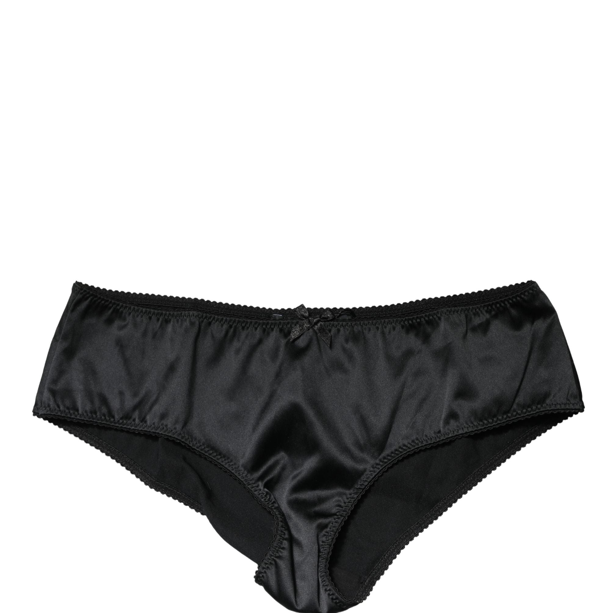 Dolce & Gabbana Black Silk Stretch Mid Waist Brief Panty Underwear