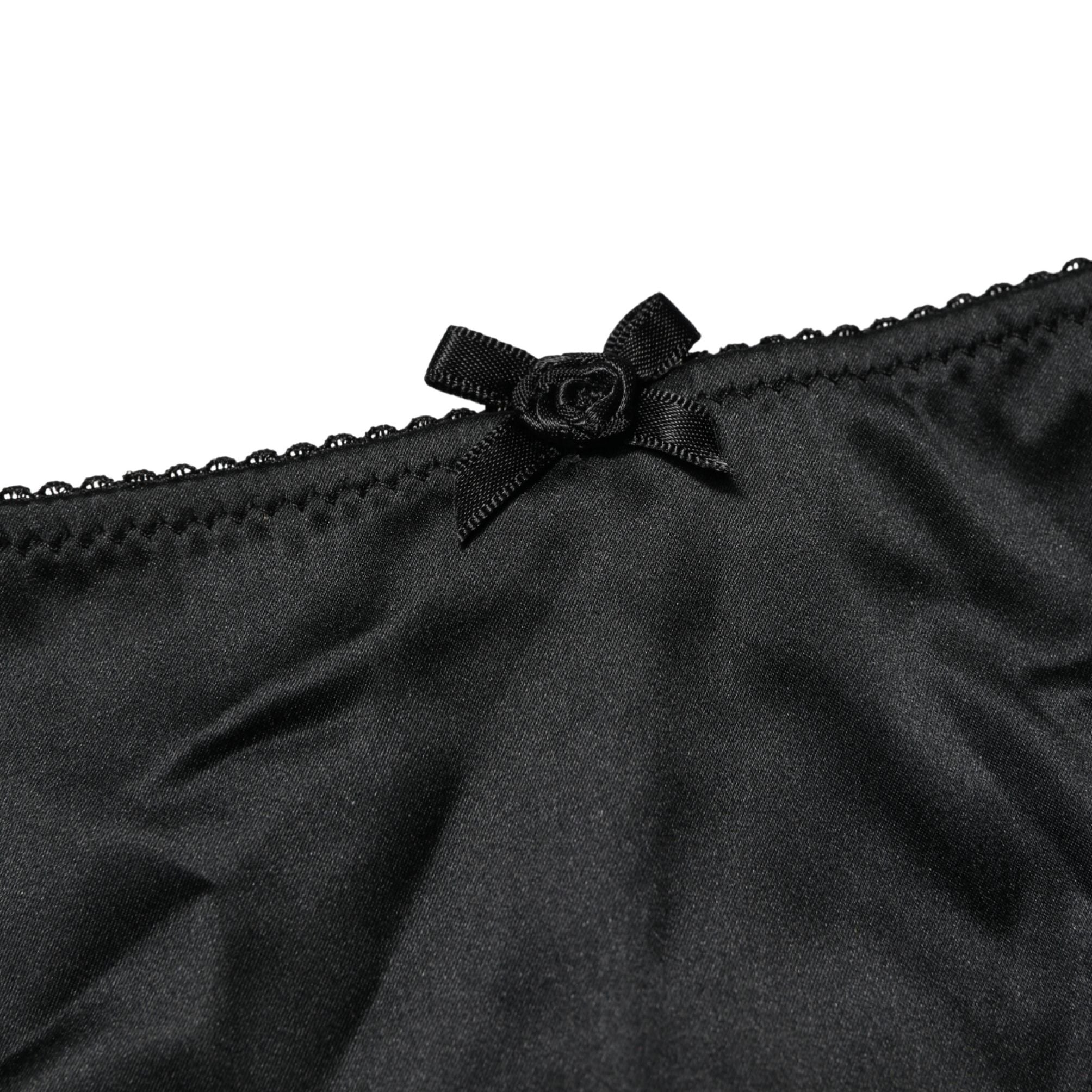 Dolce & Gabbana Black Silk Stretch Mid Waist Brief Panty Underwear