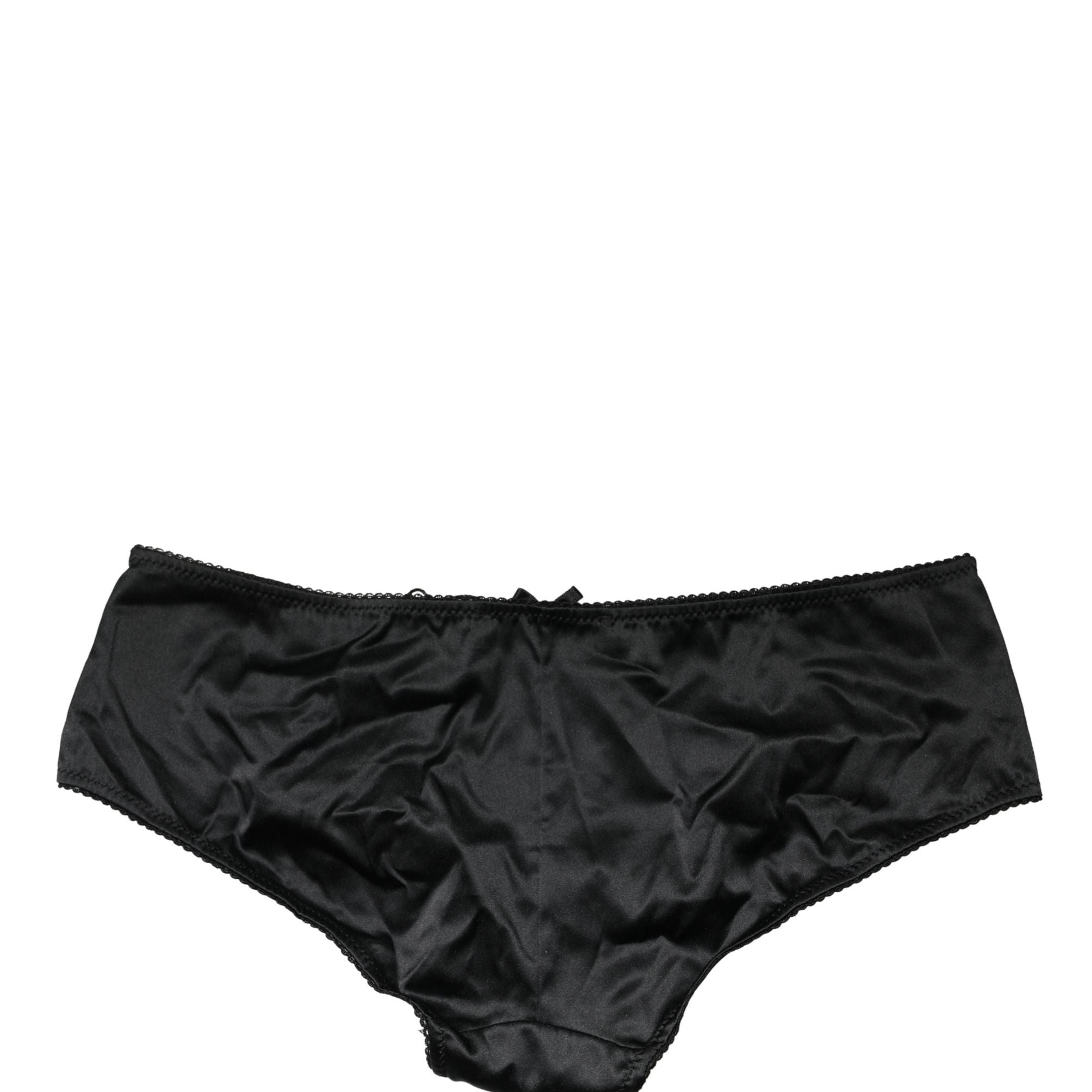 Dolce & Gabbana Black Silk Stretch Mid Waist Brief Panty Underwear
