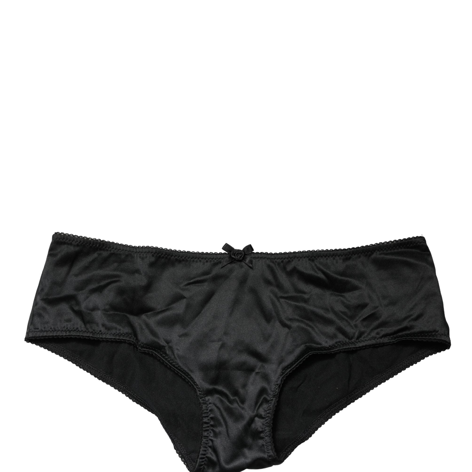 Dolce & Gabbana Black Silk Stretch Mid Waist Brief Panty Underwear