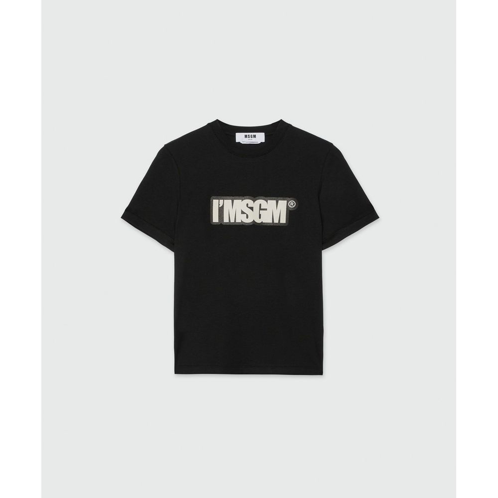 MSGM Black Cotton T-Shirt