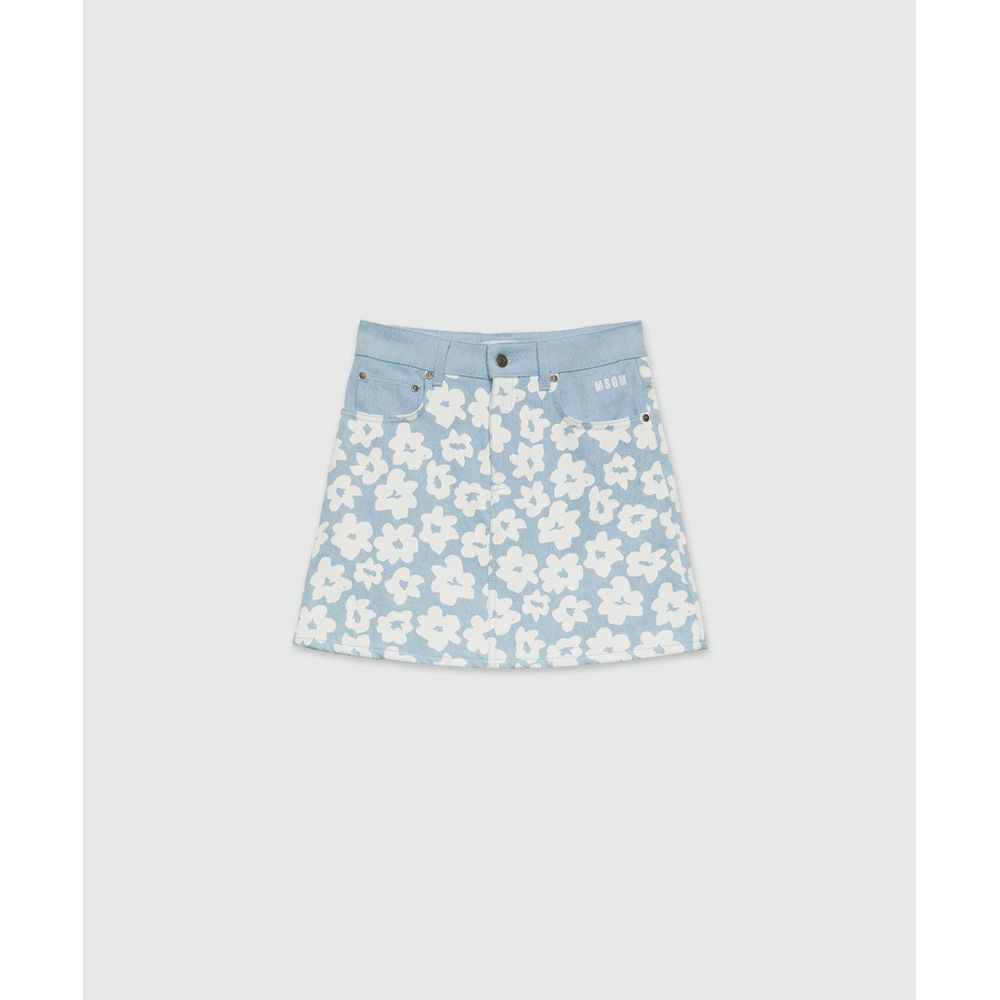 MSGM Blue Cotton Mini Skirt