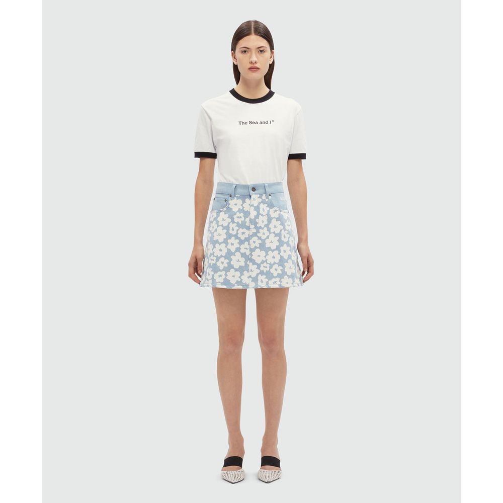 MSGM Blue Cotton Mini Skirt