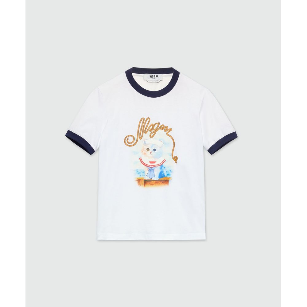 MSGM White Cotton T-Shirt