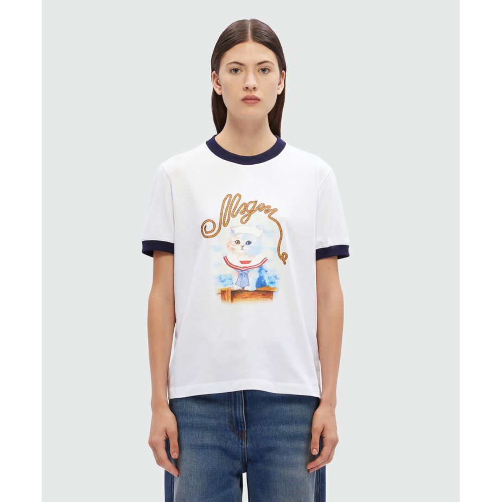 MSGM White Cotton T-Shirt