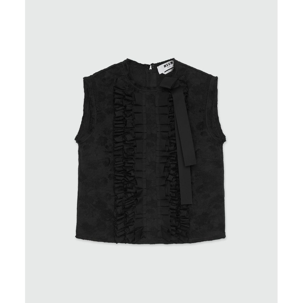 MSGM Black Polyester Tank Tops