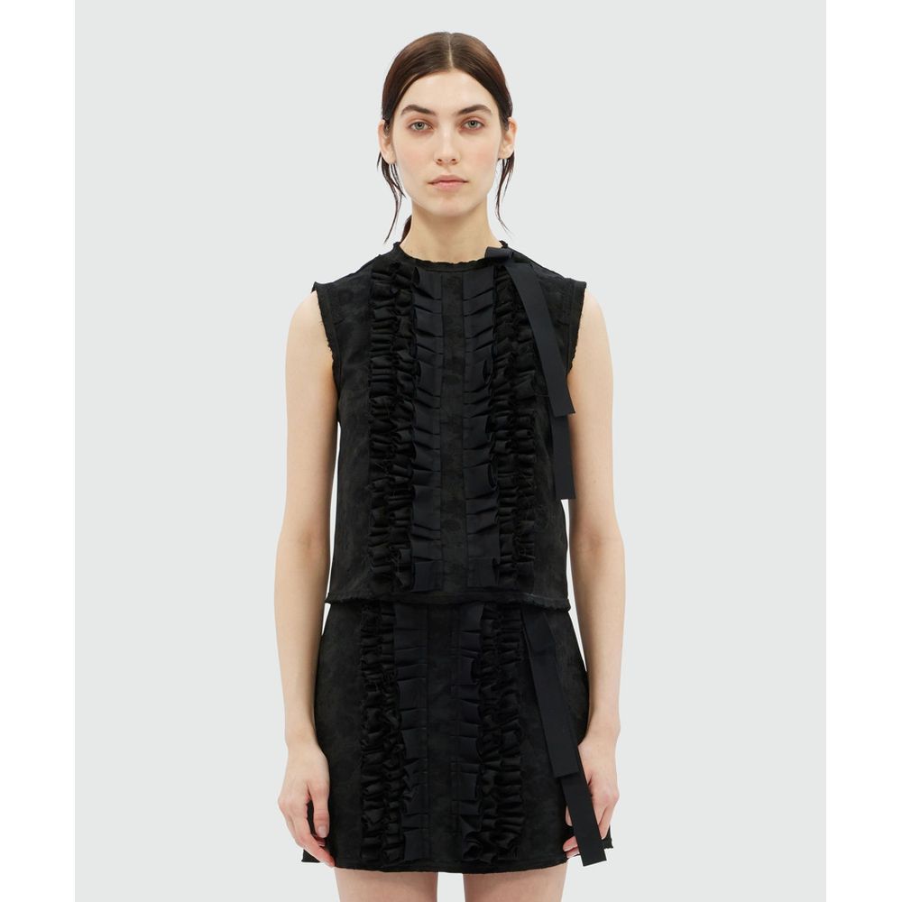 MSGM Black Polyester Tank Tops