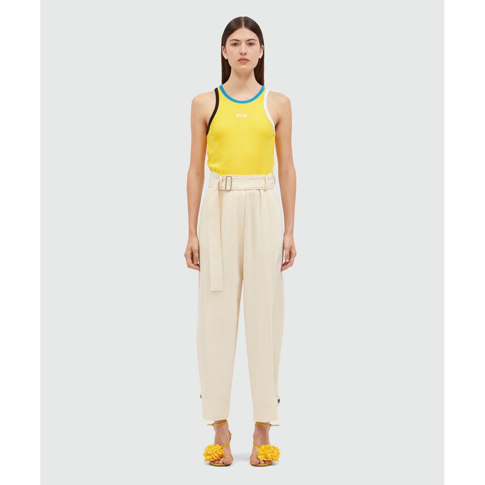 MSGM White Viscose Casual Pants