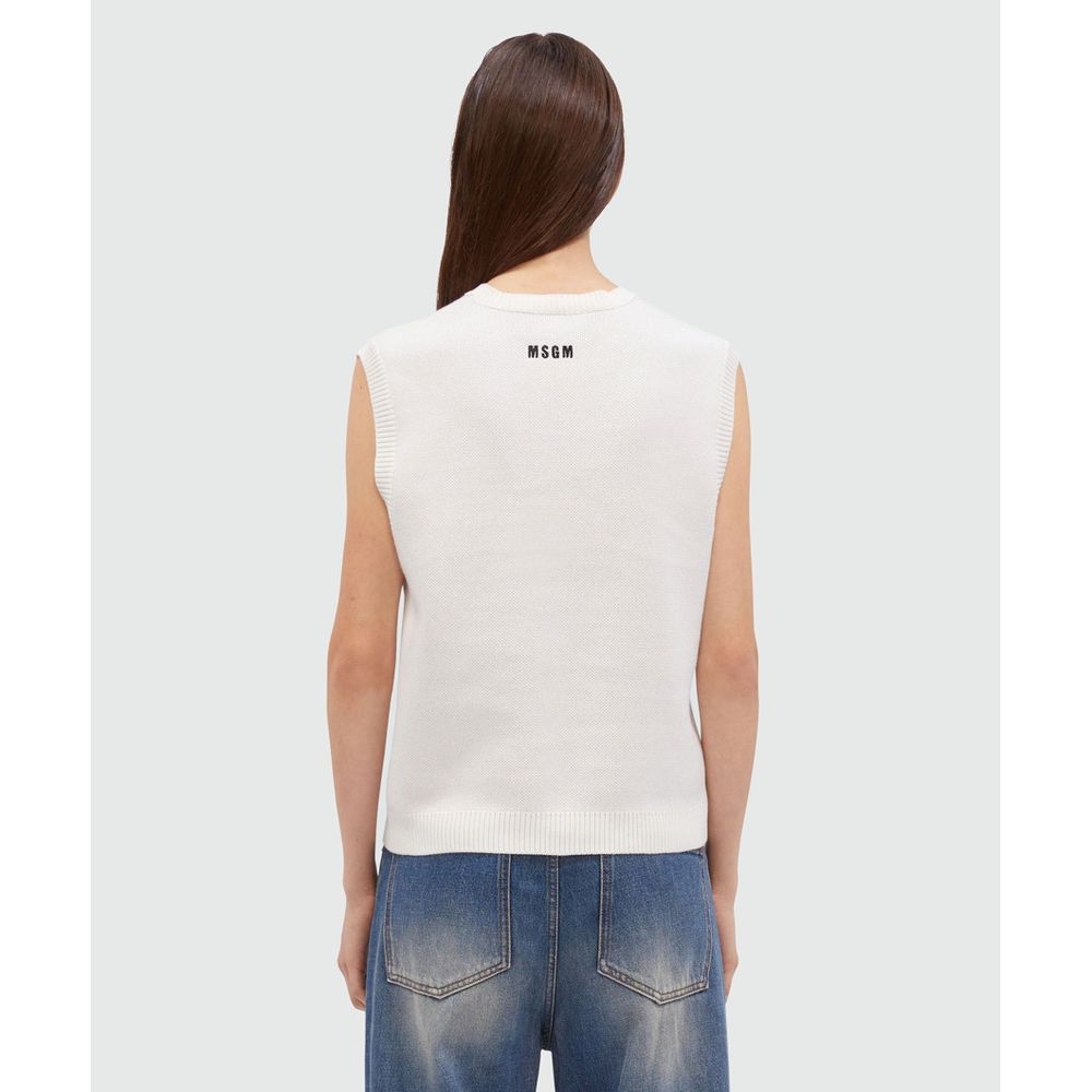 MSGM White Cotton Tank Tops