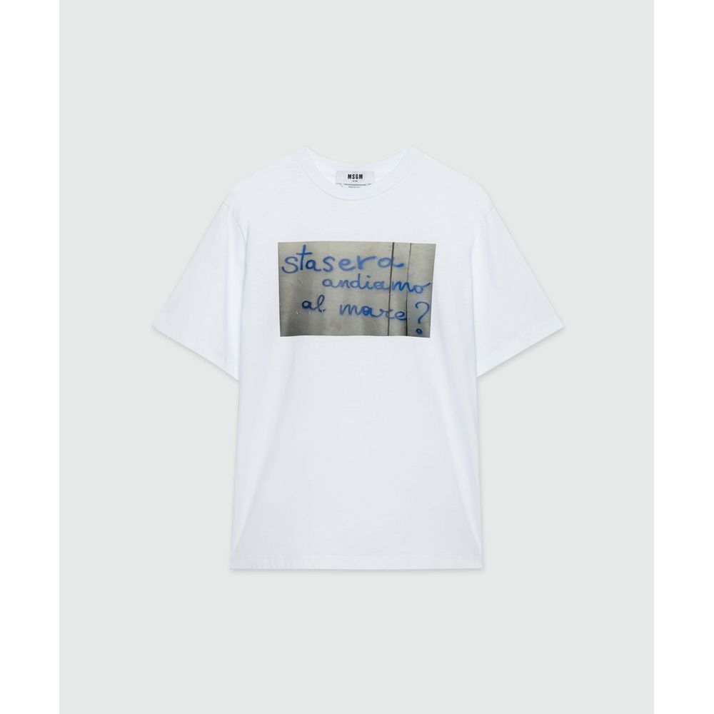 MSGM White Cotton T-Shirt