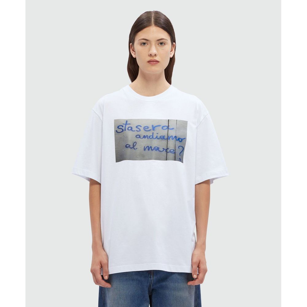 MSGM White Cotton T-Shirt