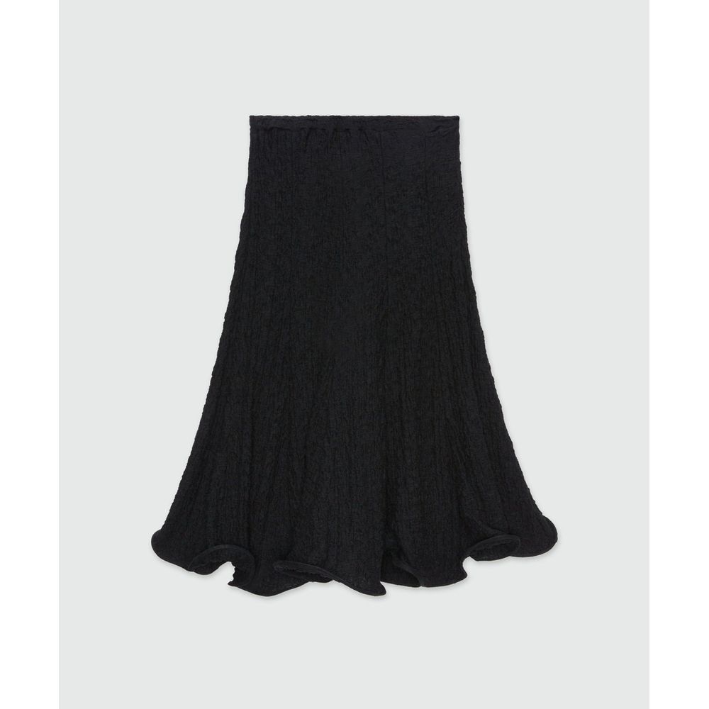 MSGM Black Cotton Midi Skirt