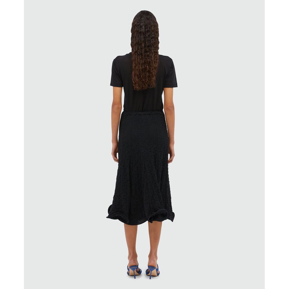 MSGM Black Cotton Midi Skirt