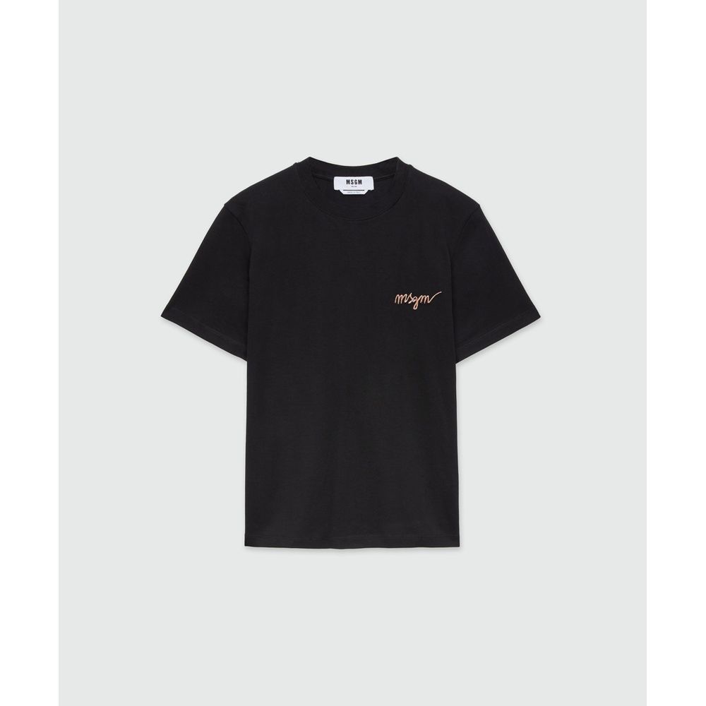 MSGM Black Cotton T-Shirt