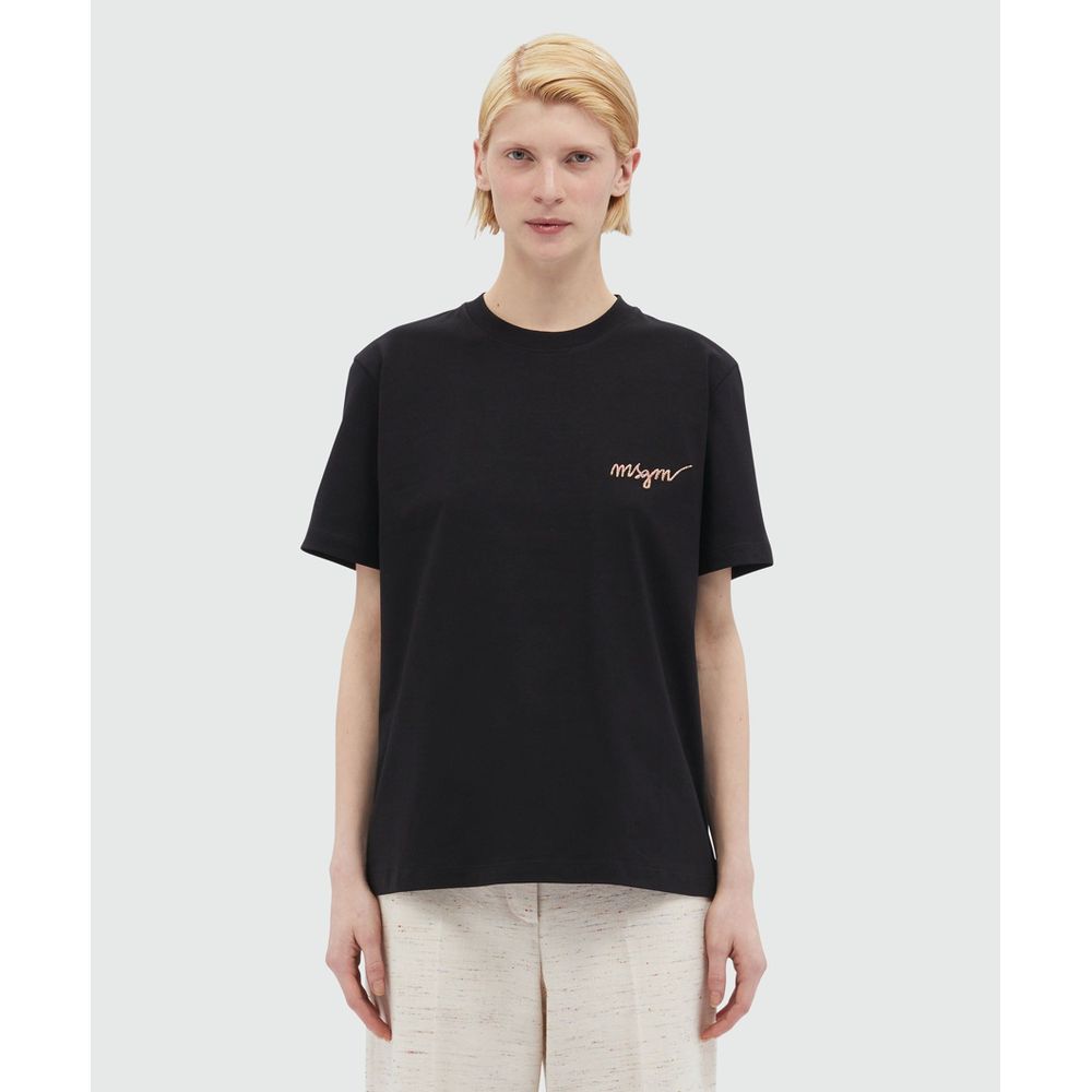 MSGM Black Cotton T-Shirt