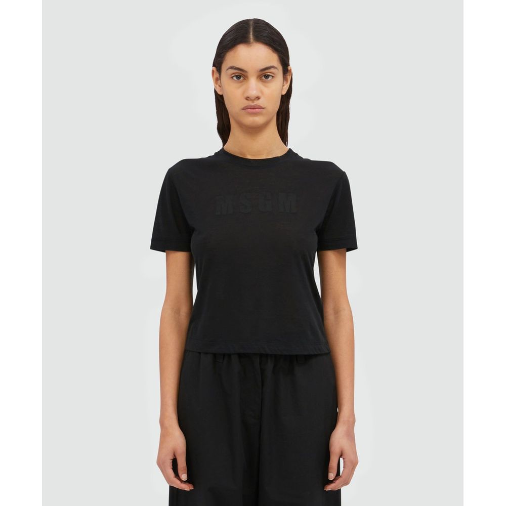MSGM Black Cotton T-Shirt