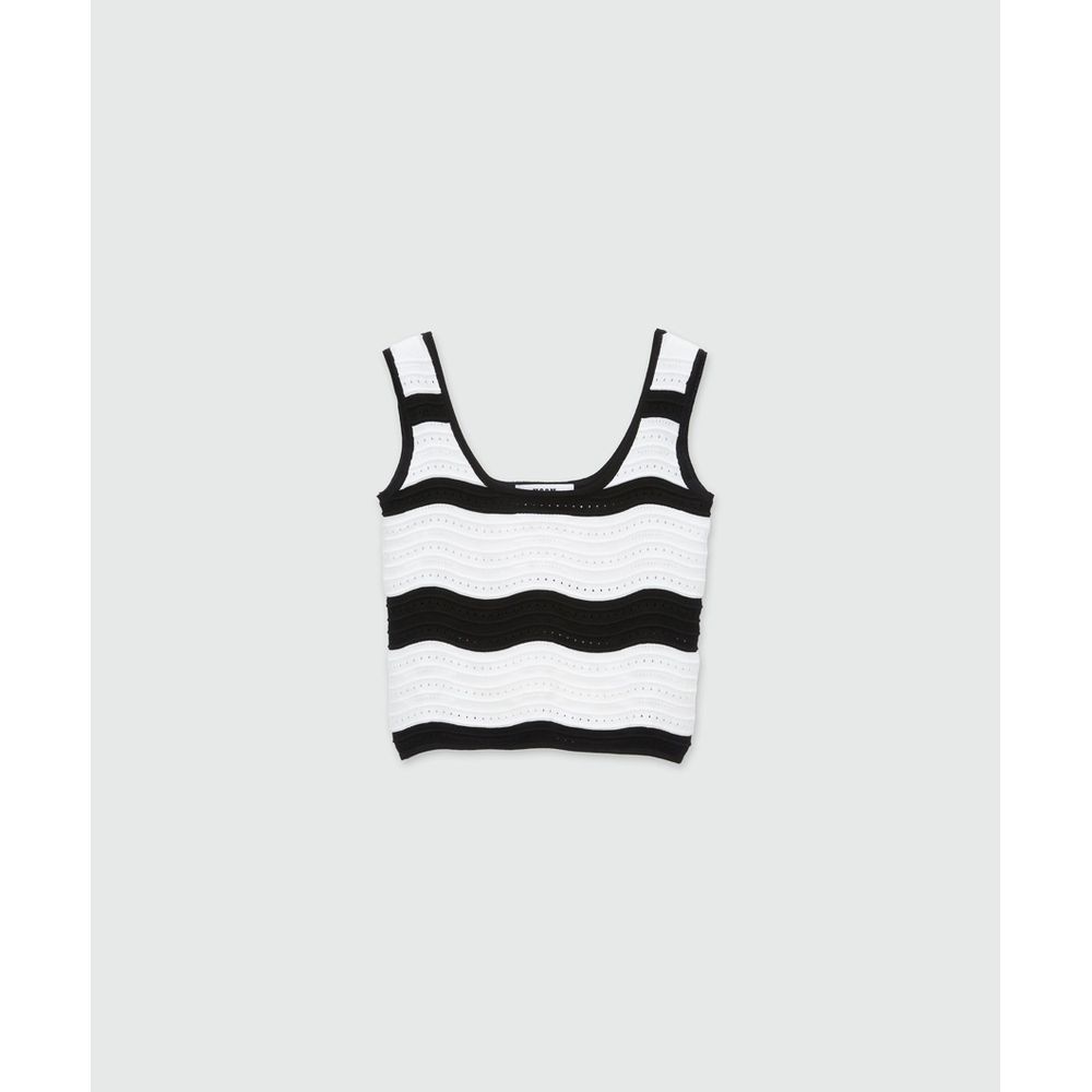 MSGM Black Viscose Tank Tops