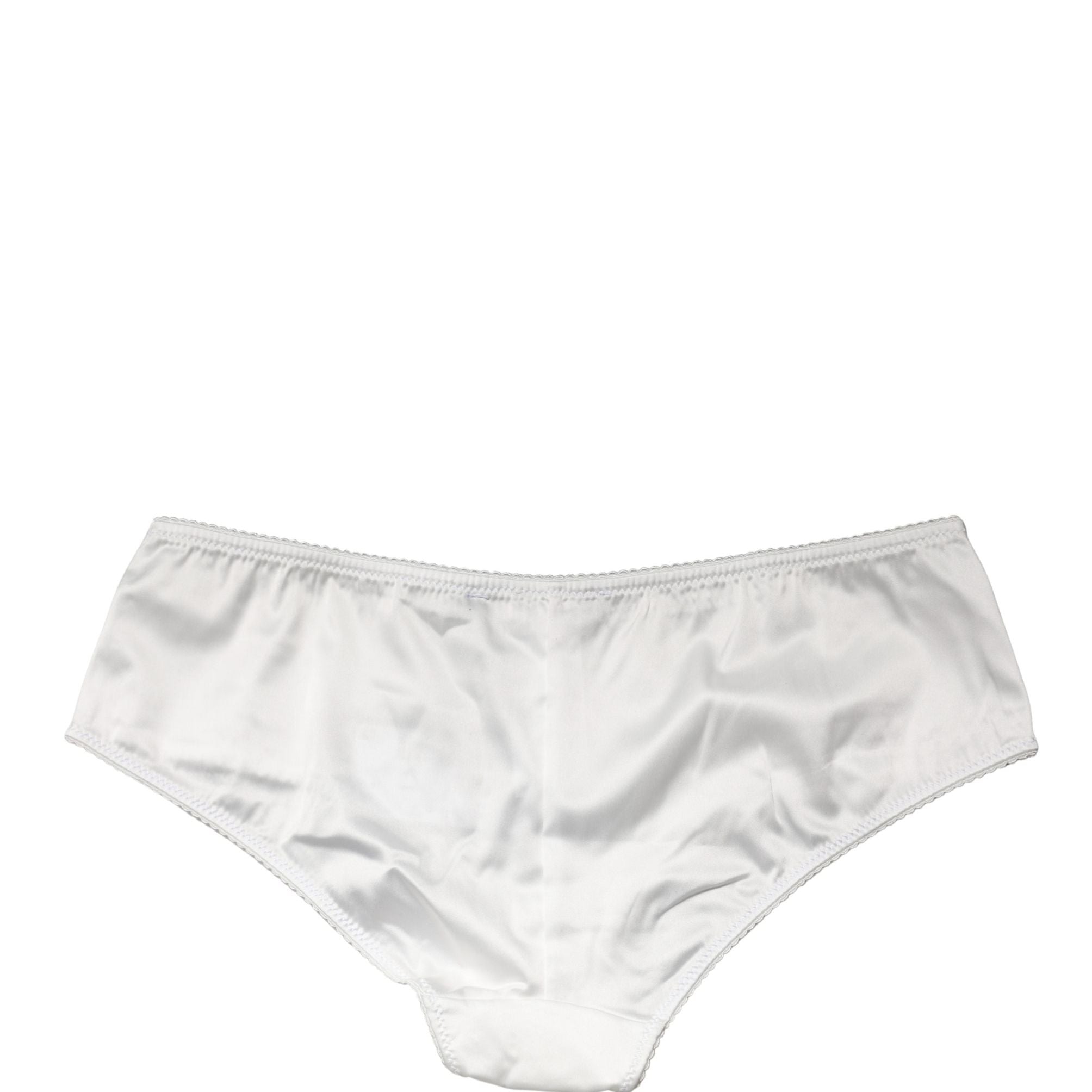 Dolce & Gabbana White Silk Stretch Mid Waist Brief Panty Underwear